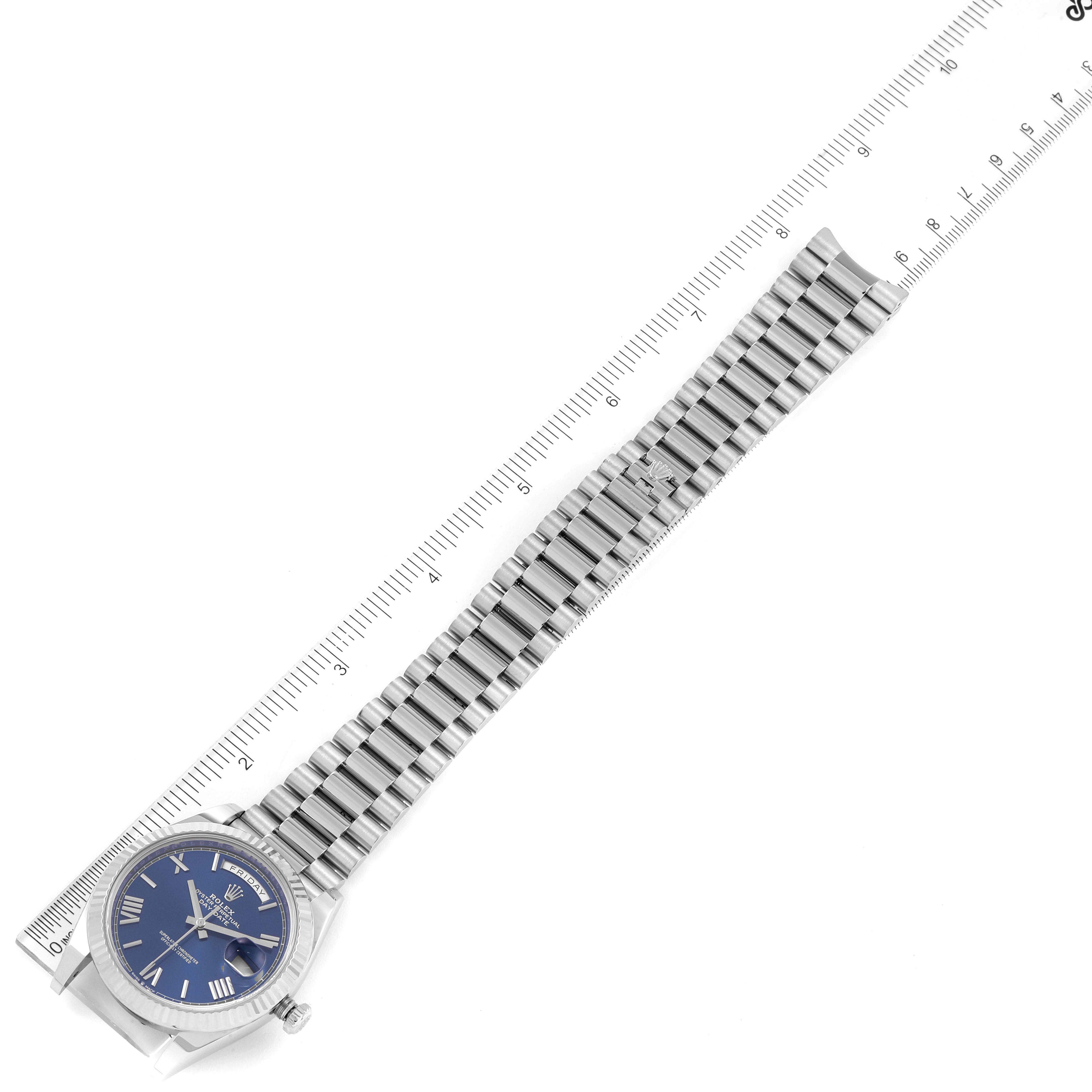 Rolex President Day-Date 40 Blue Dial White Gold Watch 228239 Box Card