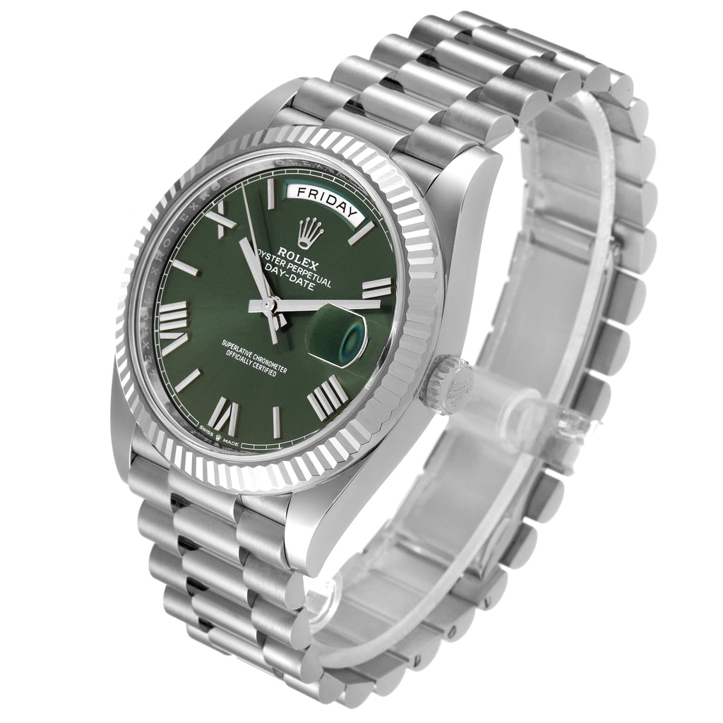 Rolex President Day-Date 40 Green Dial White Gold Watch 228239 Box Card