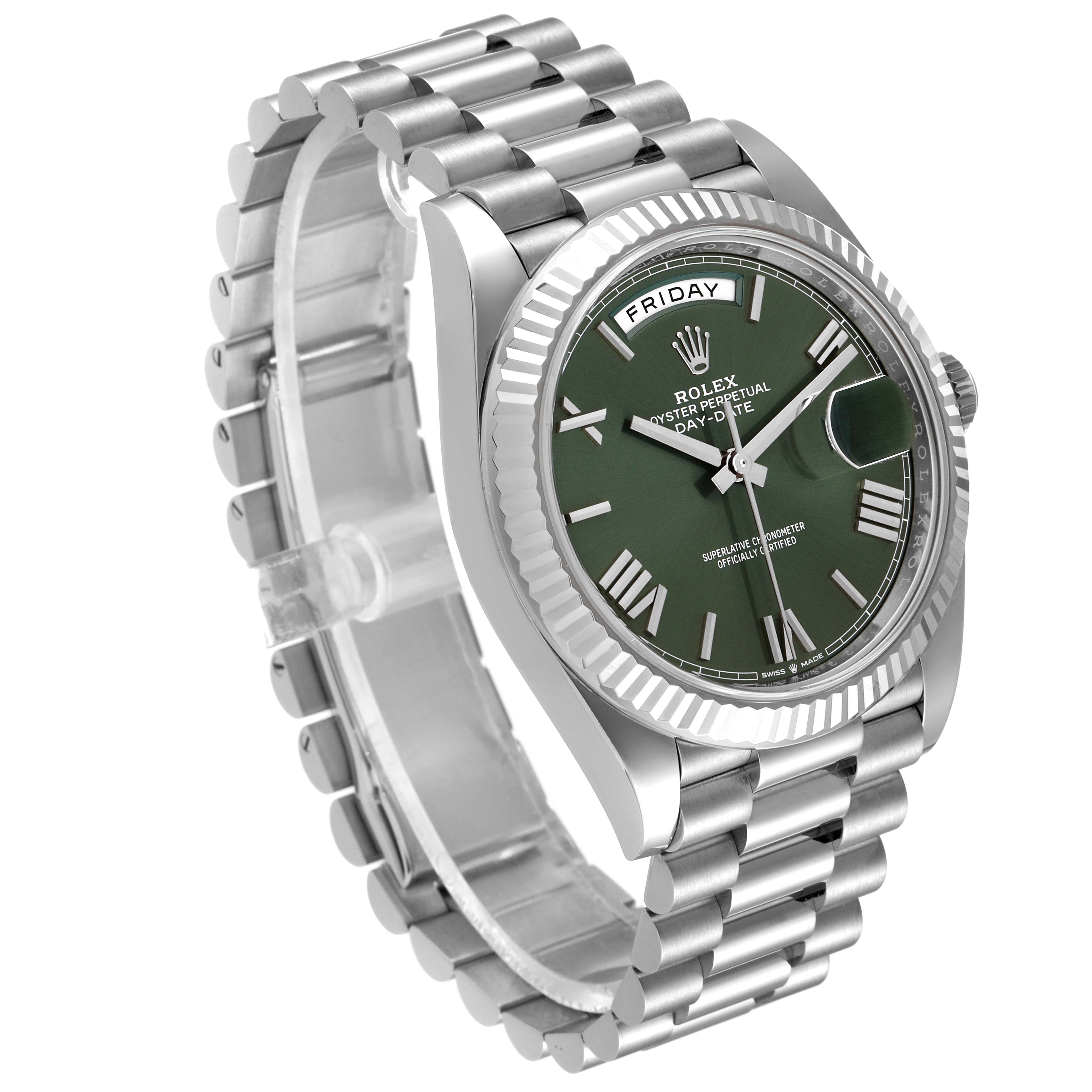Rolex President Day-Date 40 Green Dial White Gold Watch 228239 Box Card