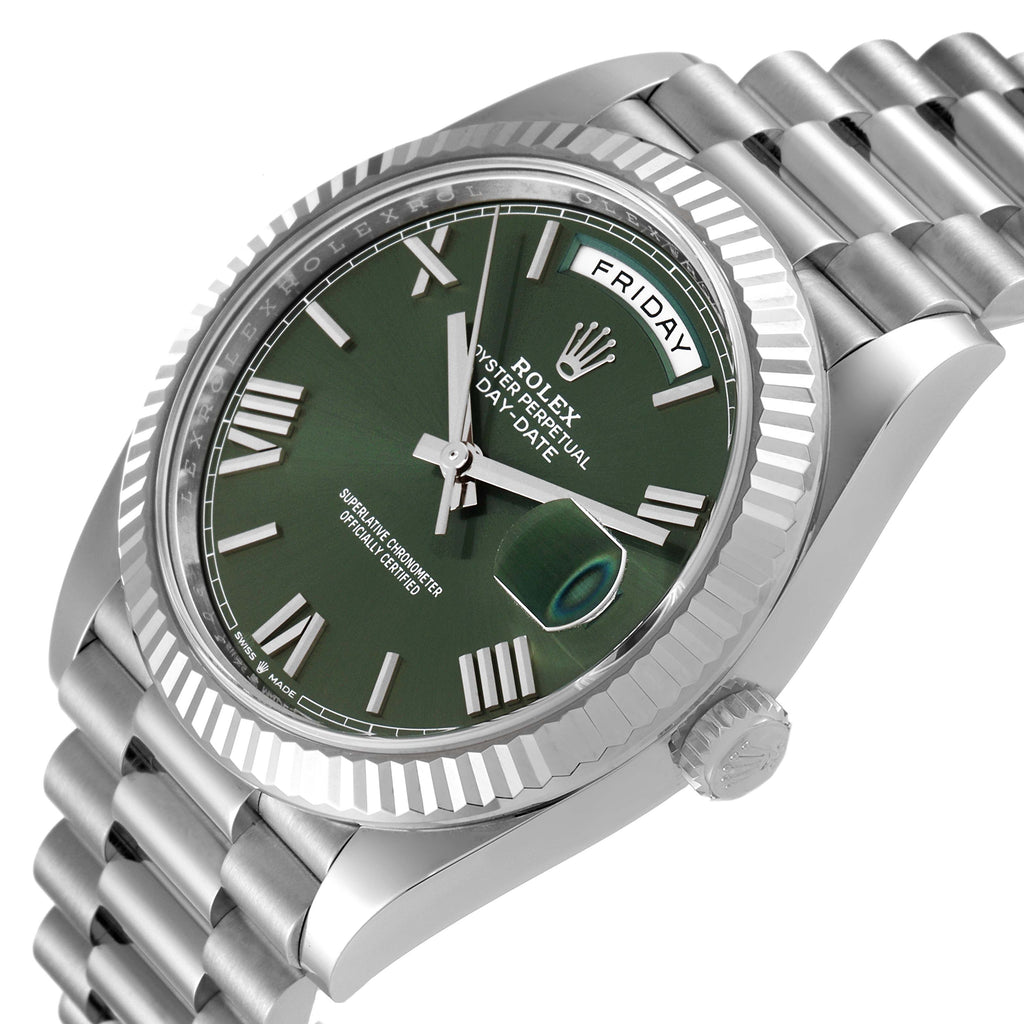 Rolex President Day-Date 40 Green Dial White Gold Watch 228239 Box Card