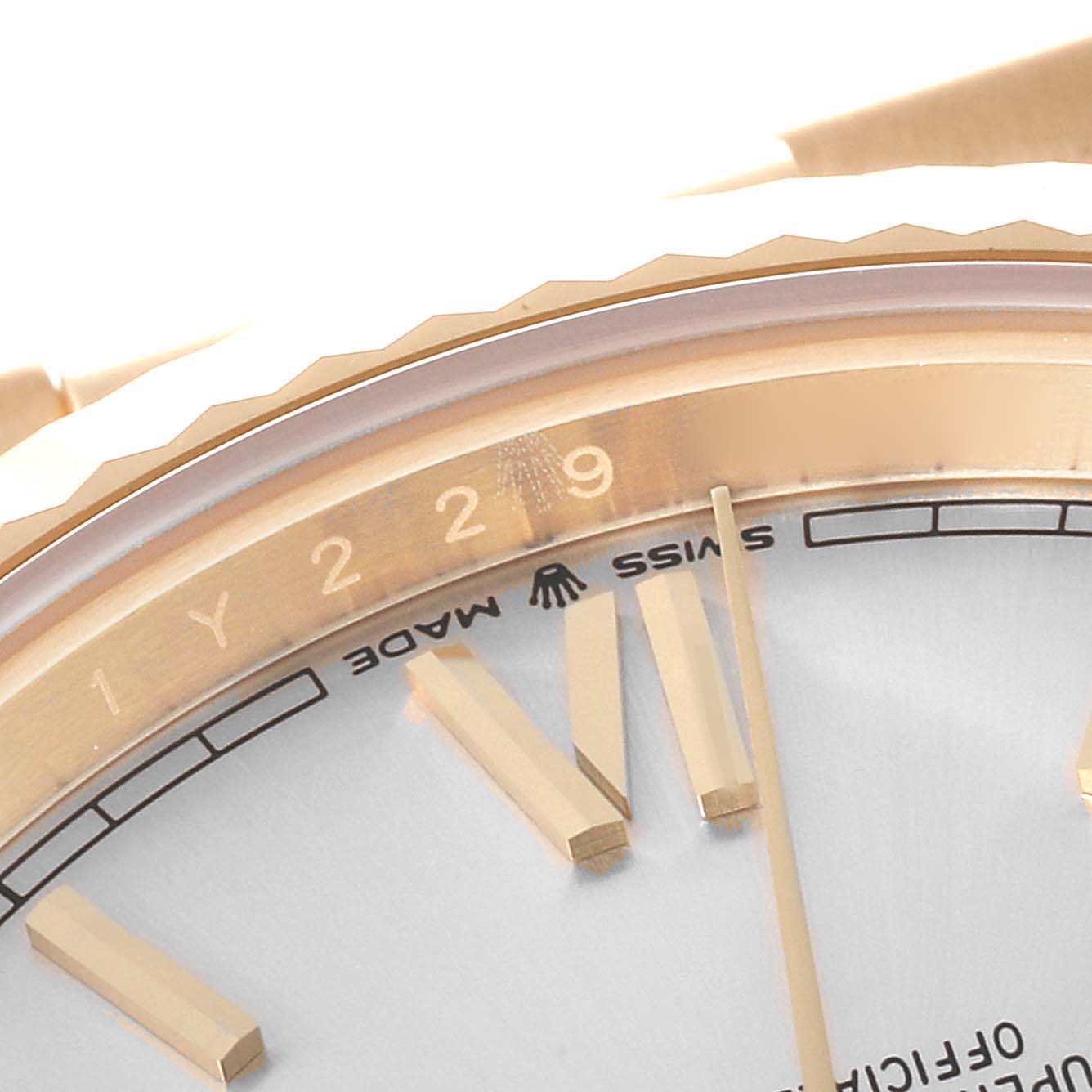 Rolex President Day Date 40 Yellow Gold Silver Dial Mens Watch 228238 Unworn