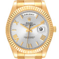 Rolex President Day Date 40 Yellow Gold Silver Dial Mens Watch 228238 Unworn