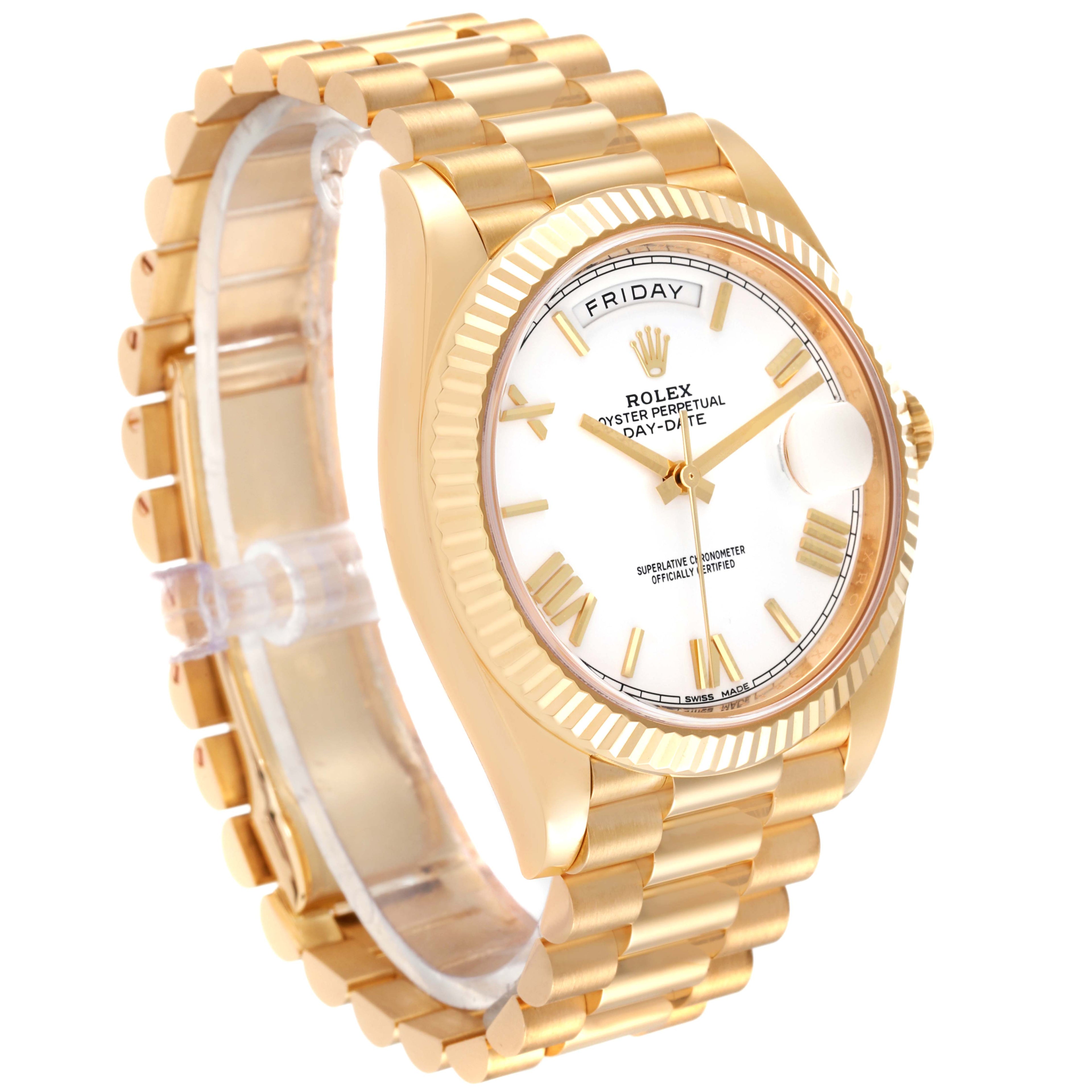 Rolex President Day-Date 40 Yellow Gold White Dial Mens Watch 228238 Box Card