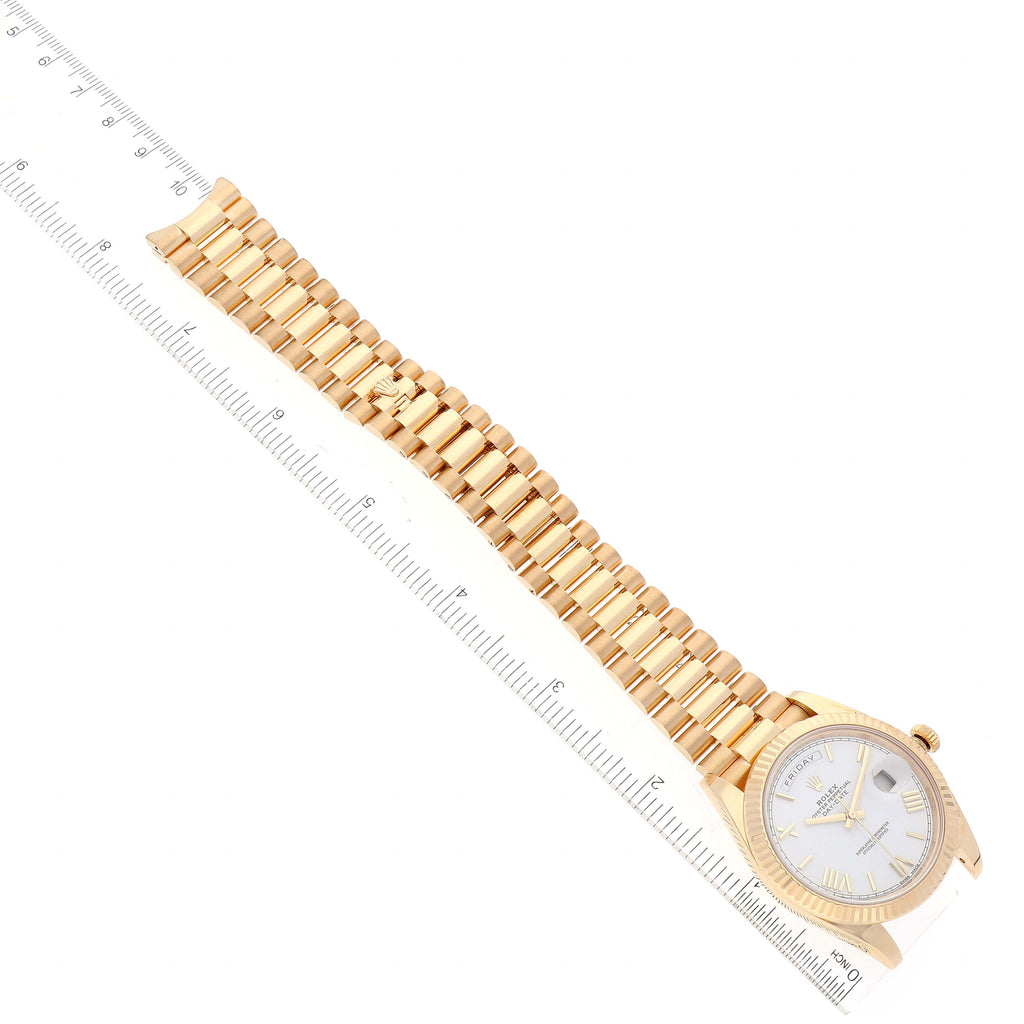Rolex President Day-Date 40 Yellow Gold White Dial Mens Watch 228238 Box Card