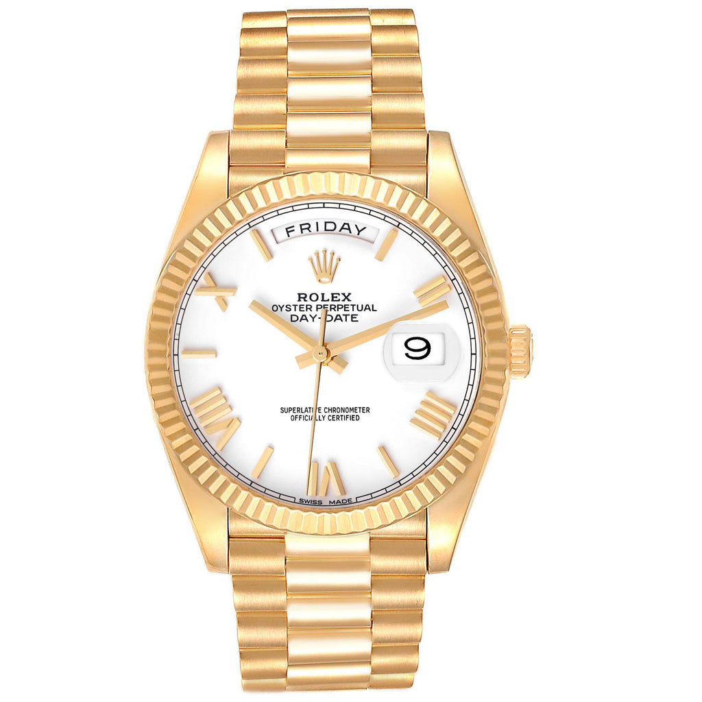 Rolex President Day-Date 40 Yellow Gold White Dial Mens Watch 228238 Box Card
