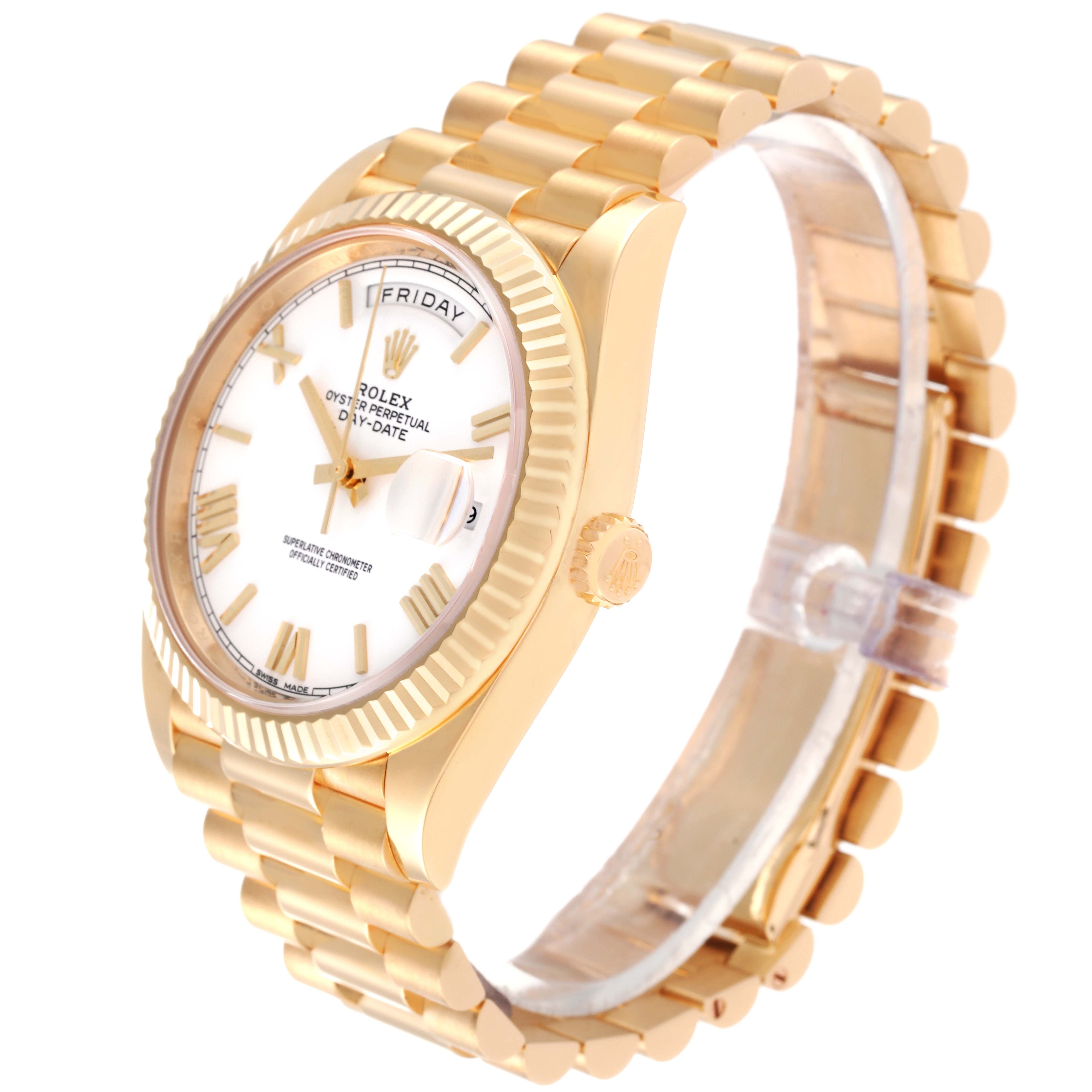 Rolex President Day-Date 40 Yellow Gold White Dial Mens Watch 228238 Box Card