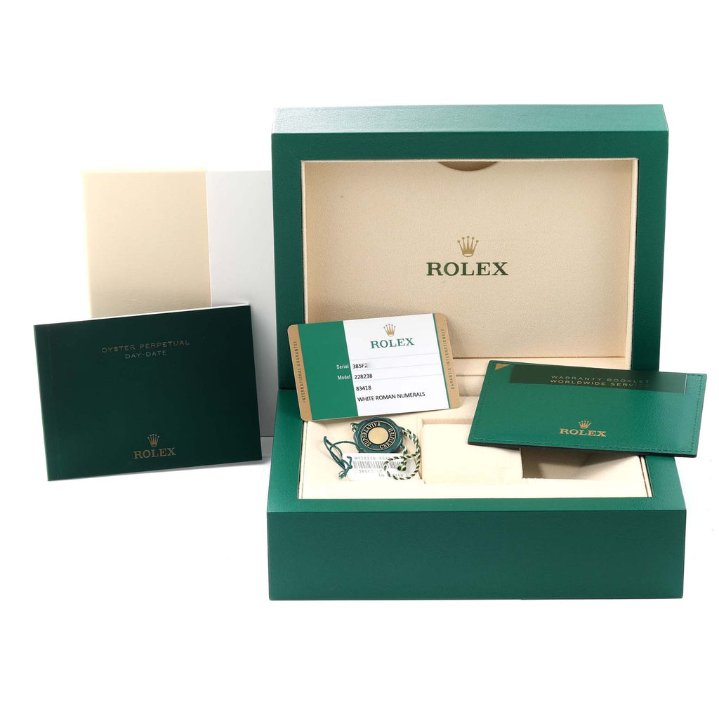 Rolex President Day-Date 40 Yellow Gold White Dial Mens Watch 228238 Box Card