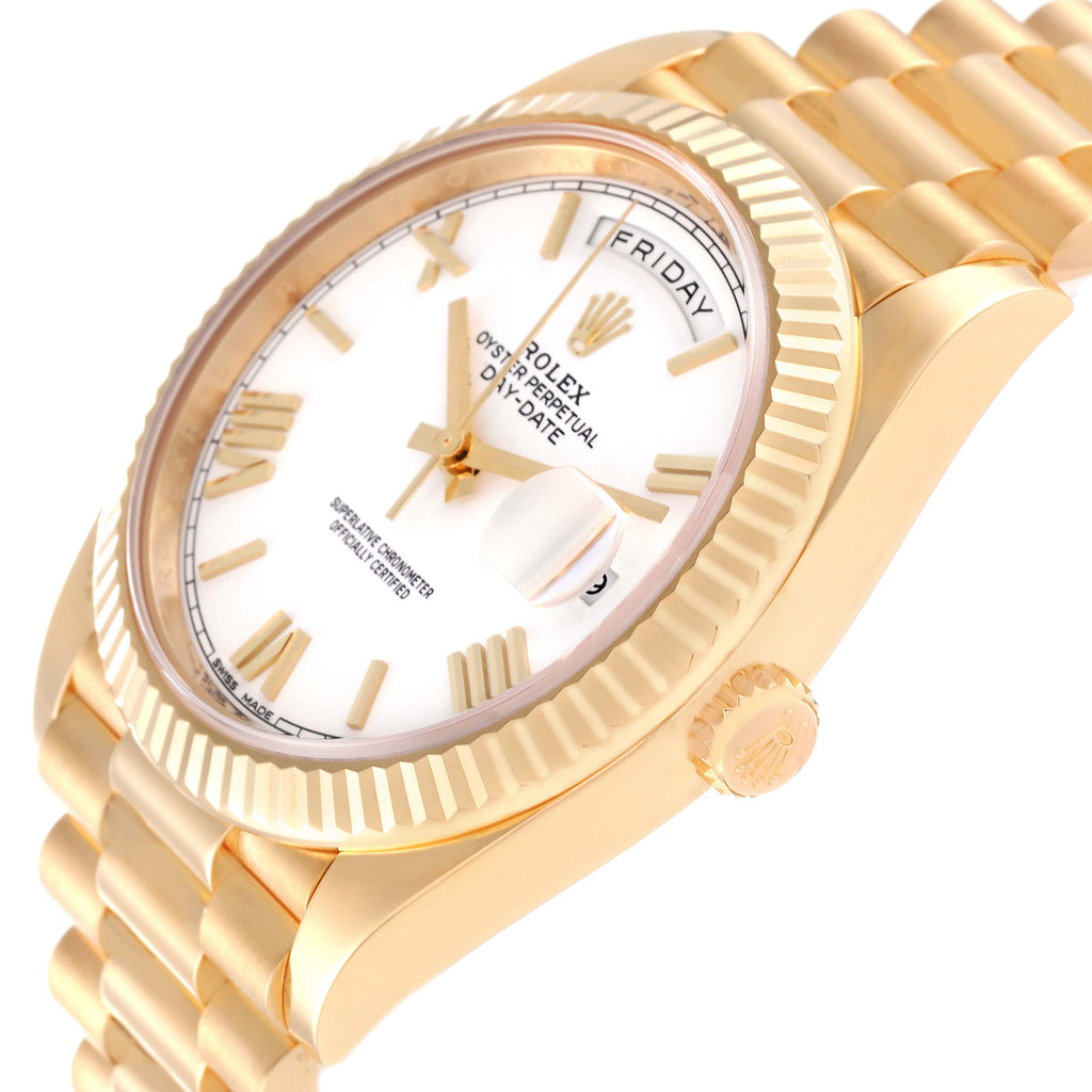 Rolex President Day-Date 40 Yellow Gold White Dial Mens Watch 228238 Box Card
