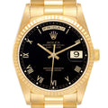 Rolex President Day-Date Black Dial Yellow Gold Mens Watch 18238