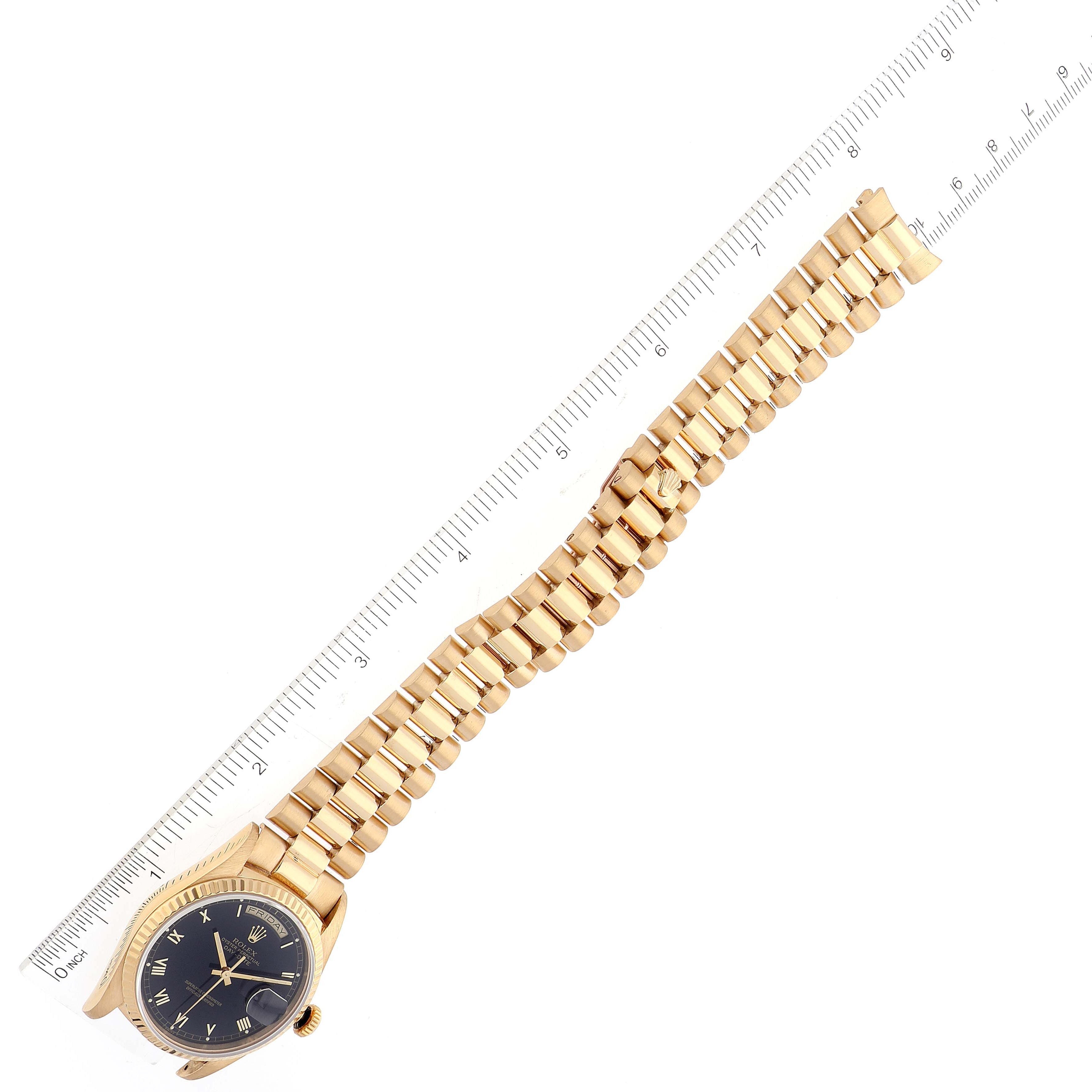 Rolex President Day-Date Black Dial Yellow Gold Mens Watch 18238