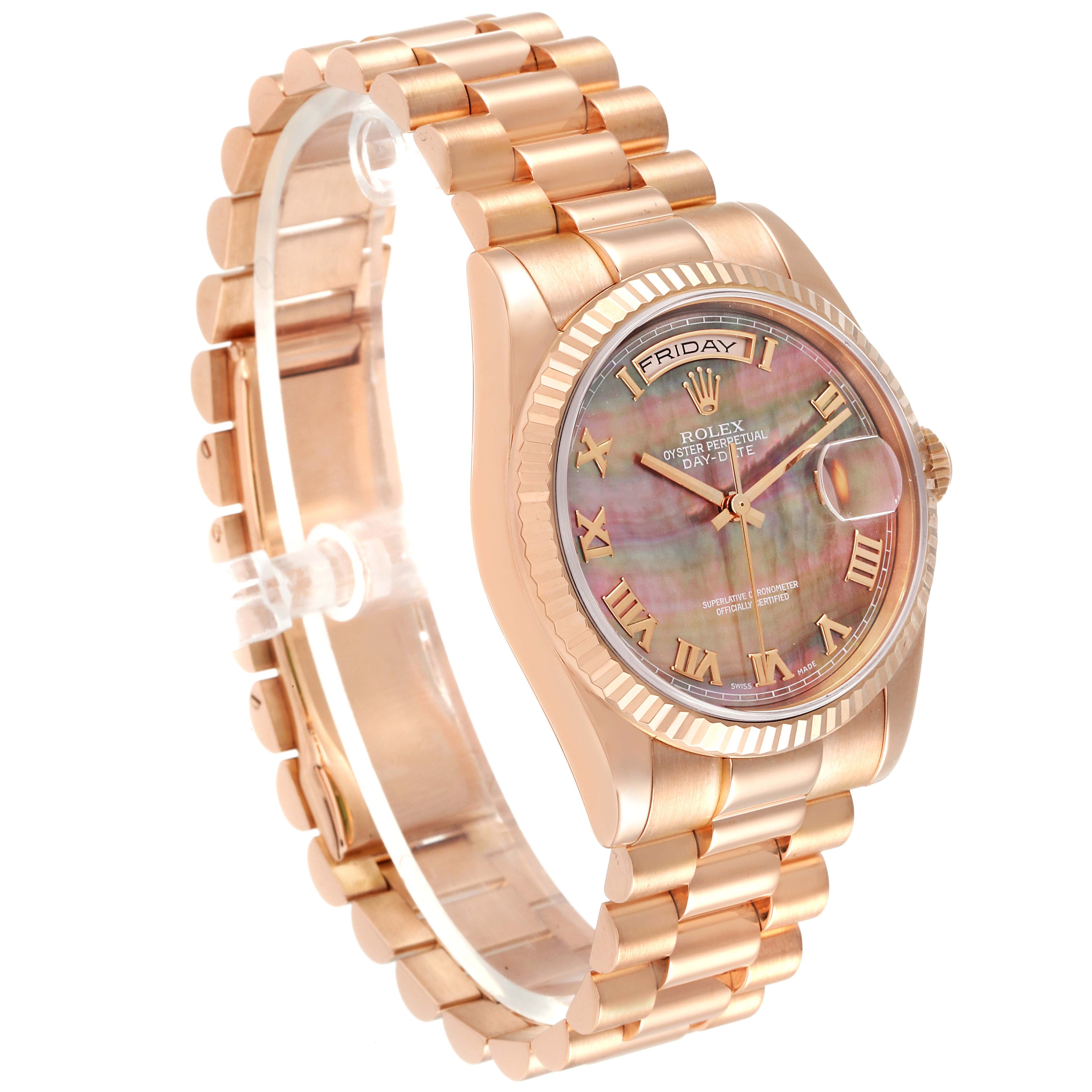 Rolex President Day Date Everose Gold MOP Dial Mens Watch 118235 Box Papers