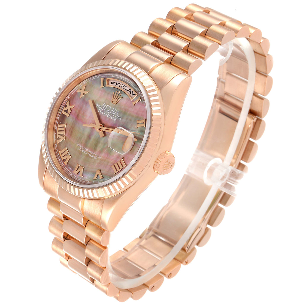 Rolex President Day Date Everose Gold MOP Dial Mens Watch 118235 Box Papers