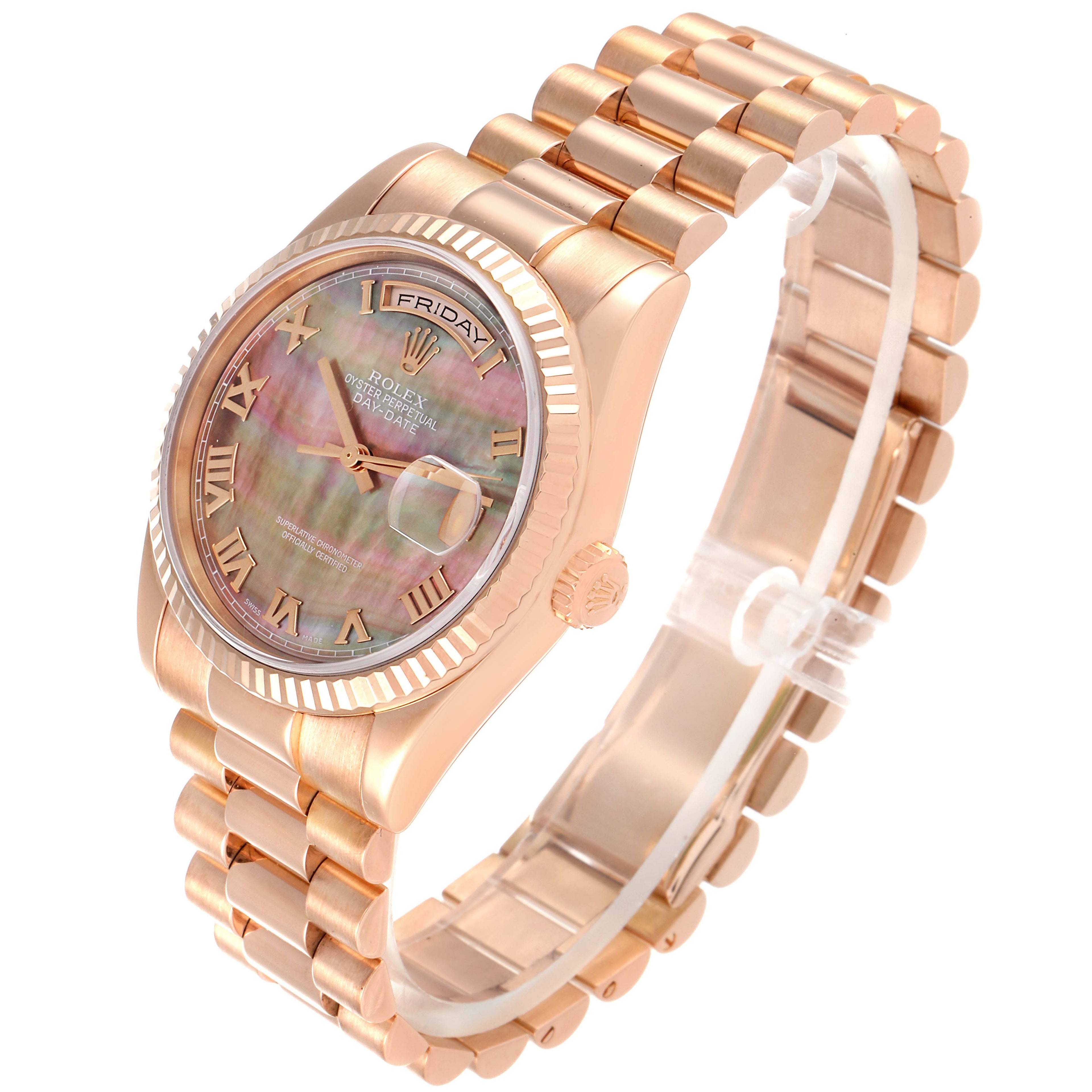Rolex President Day Date Everose Gold MOP Dial Mens Watch 118235 Box Papers