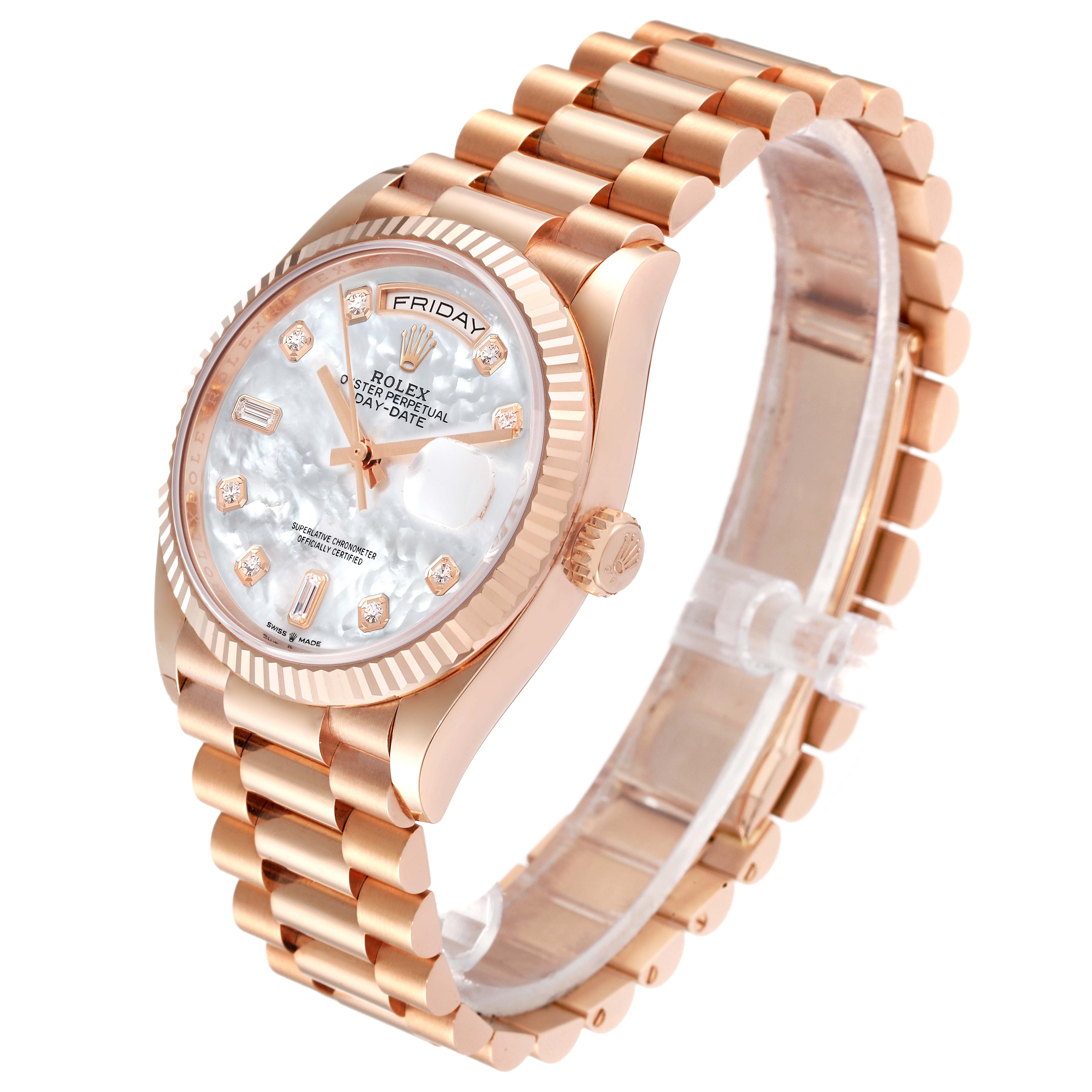 Rolex President Day Date Rose Gold MOP Dial Mens Watch 128235 Unworn