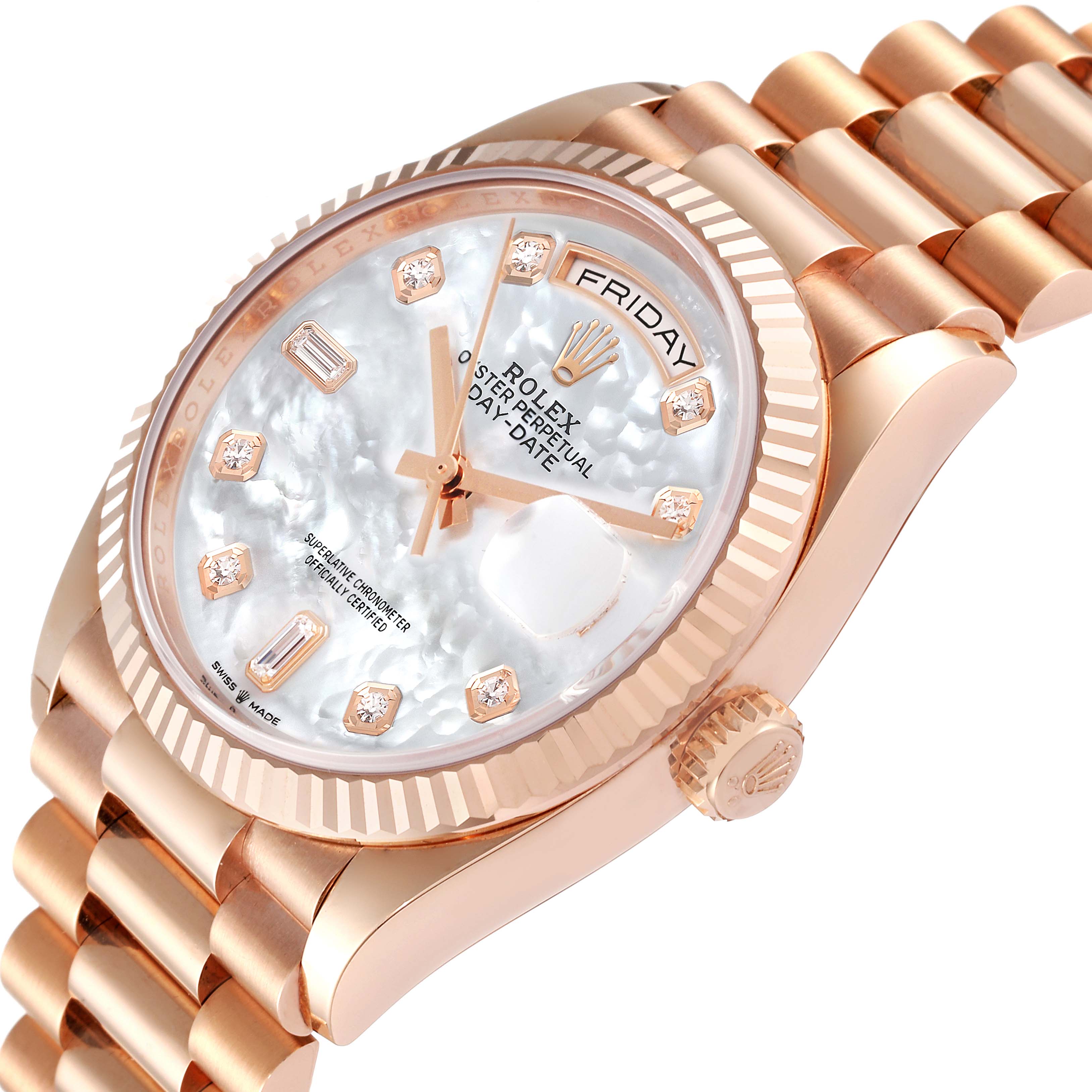 Rolex President Day Date Rose Gold MOP Dial Mens Watch 128235 Unworn