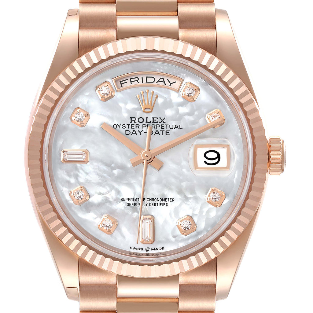 Rolex President Day Date Rose Gold MOP Dial Mens Watch 128235 Unworn