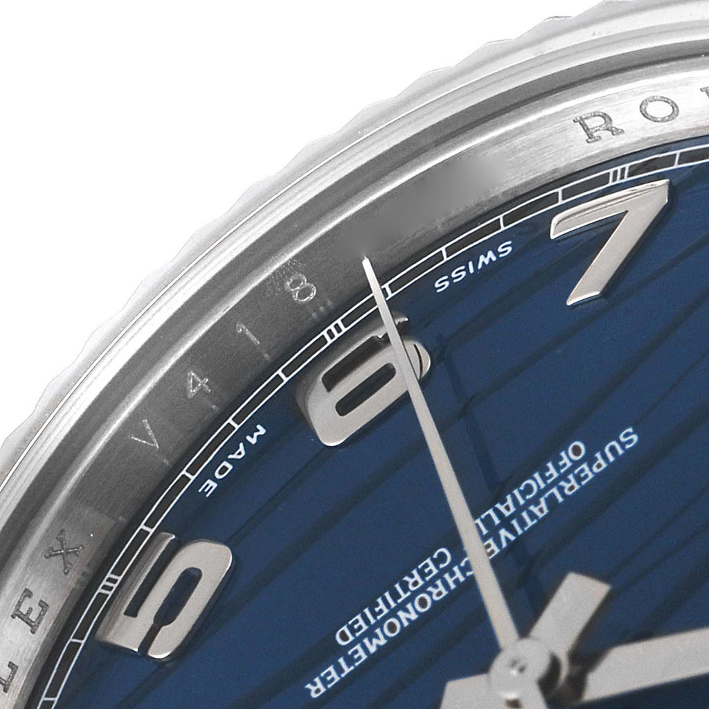 Rolex President Day-Date II White Gold Blue Dial Mens Watch 218239 Box Card