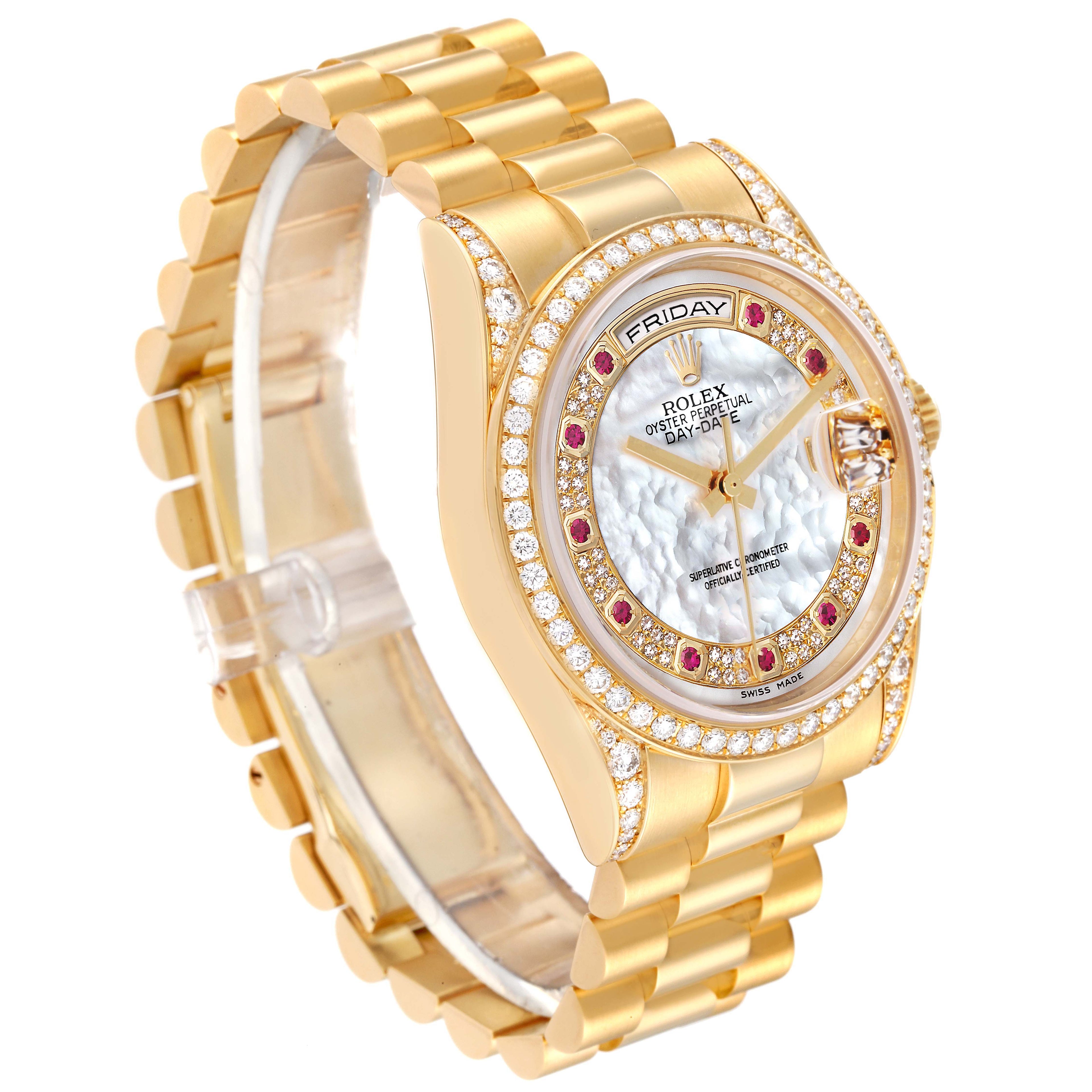 Rolex President Day-Date MOP Diamond Myriad Dial Mens Watch 118388 Box Card