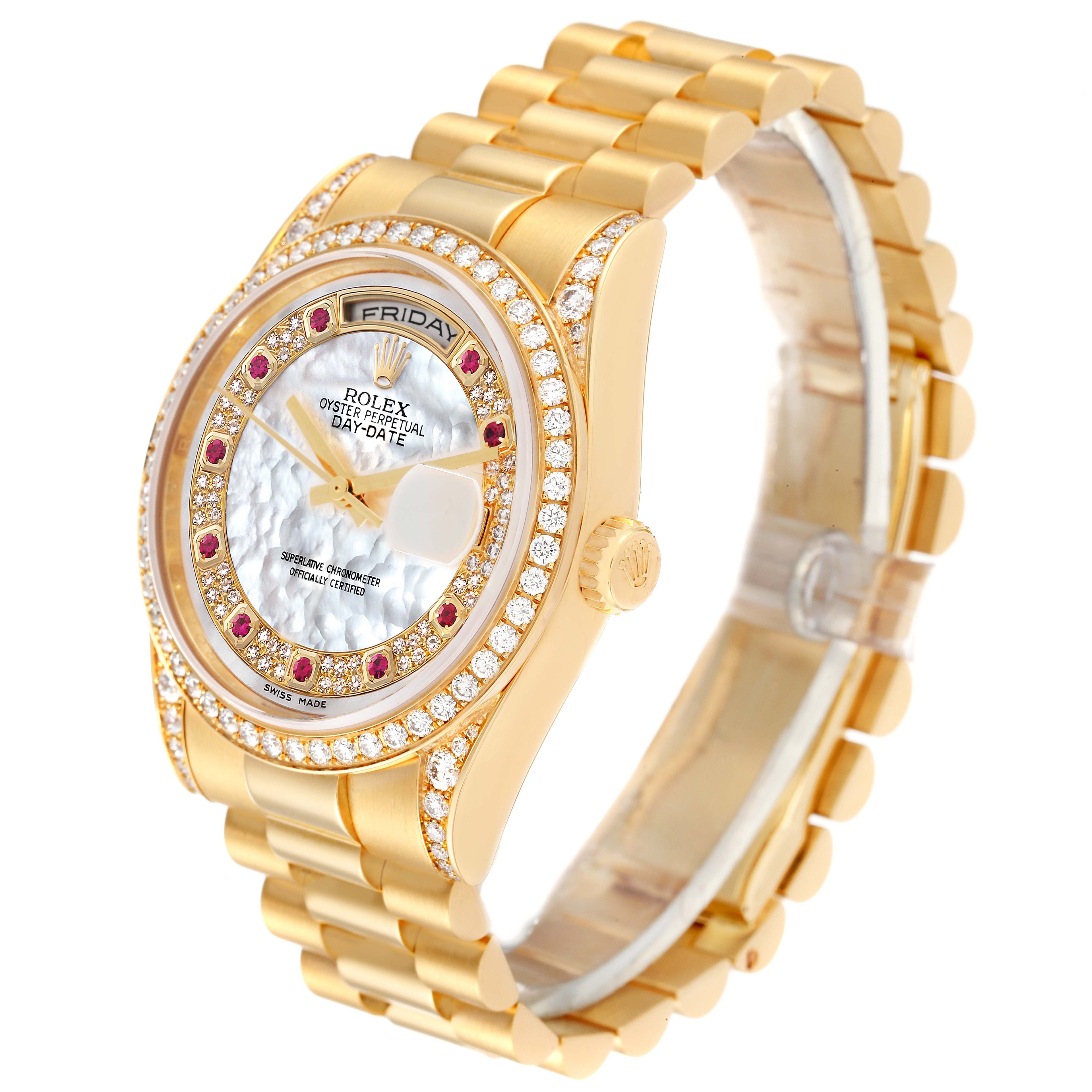 Rolex President Day-Date MOP Diamond Myriad Dial Mens Watch 118388 Box Card