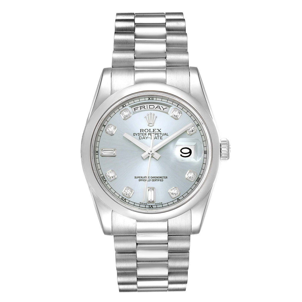 Rolex President Day-Date Platinum Diamond Dial Mens Watch 118206