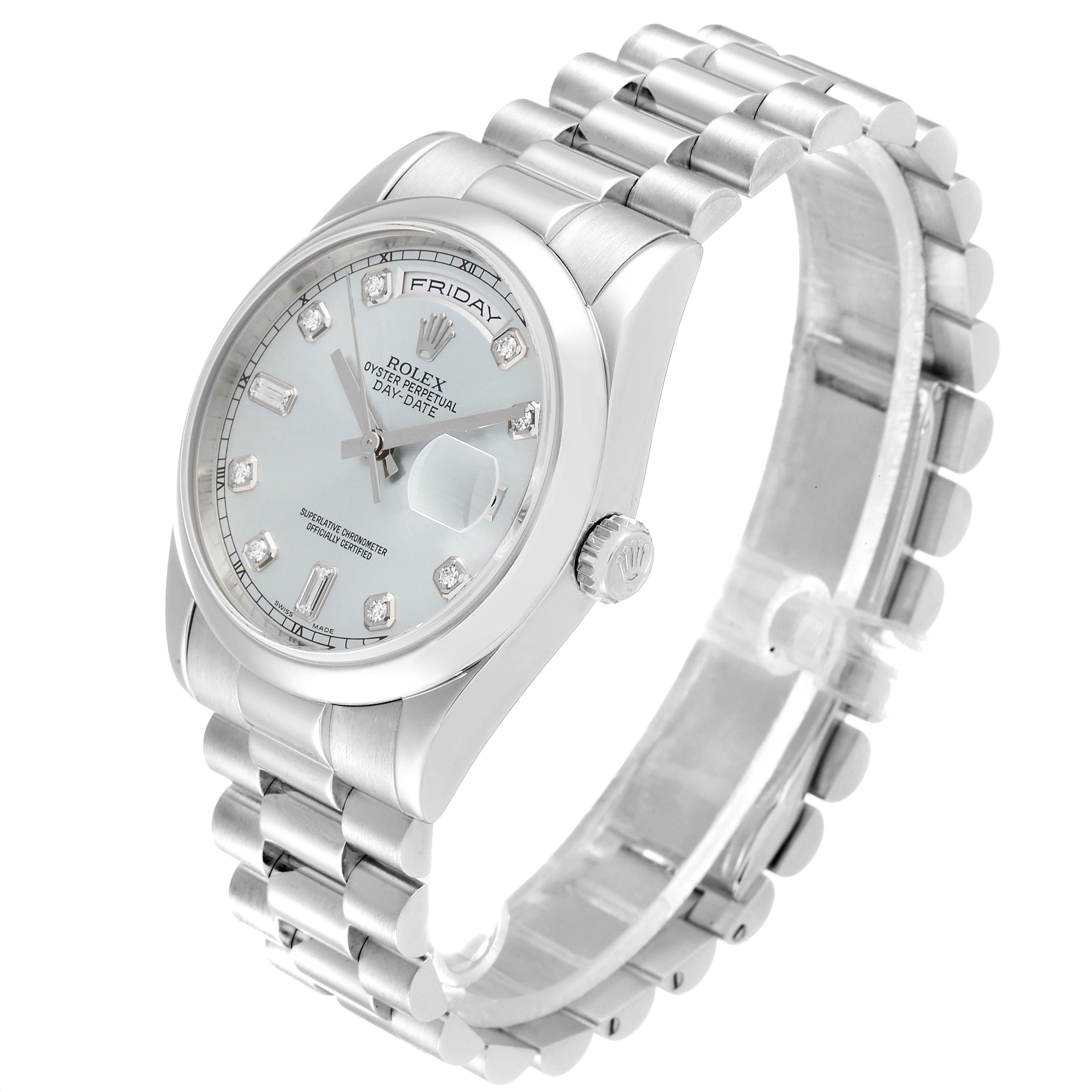 Rolex President Day-Date Platinum Diamond Dial Mens Watch 118206