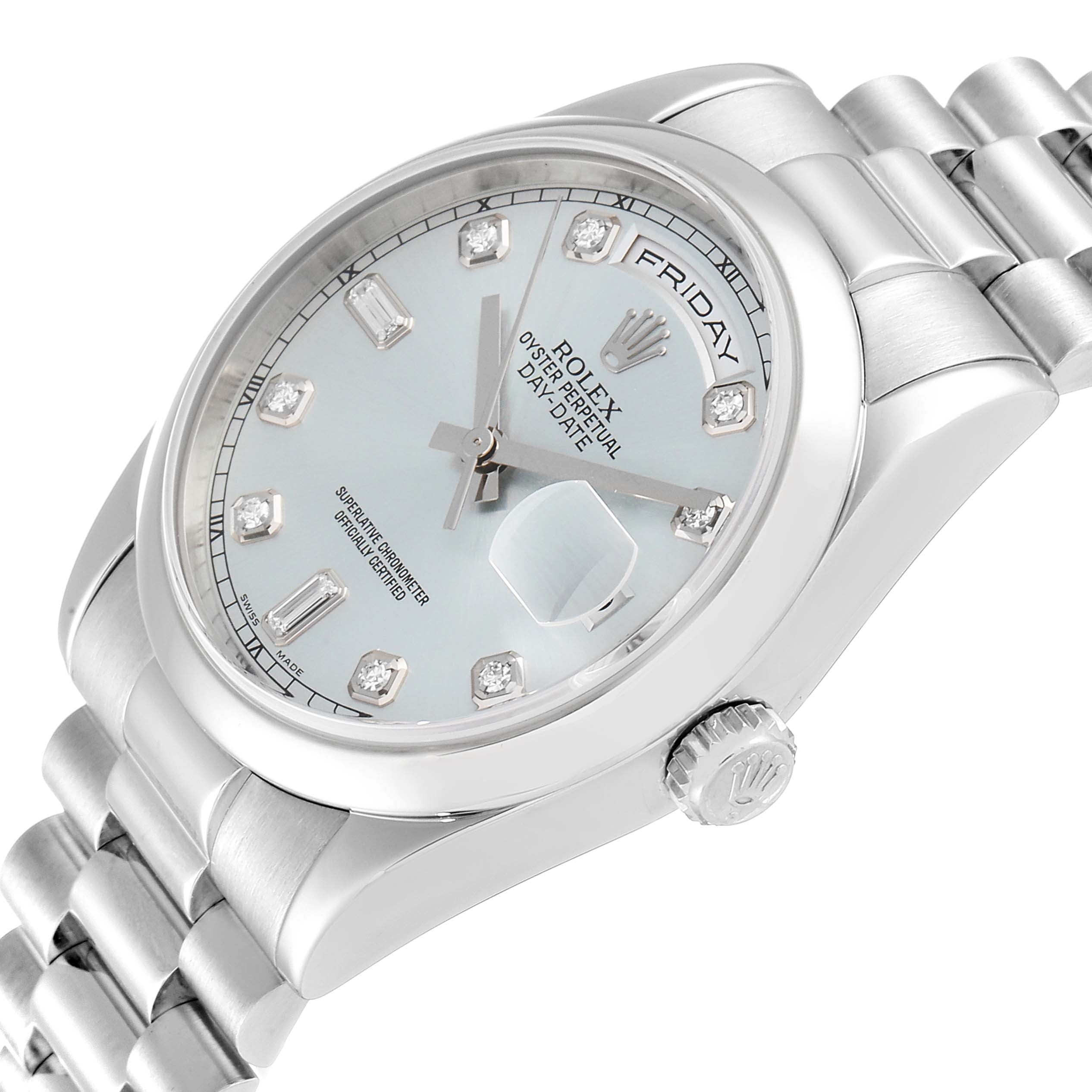 Rolex President Day-Date Platinum Diamond Dial Mens Watch 118206