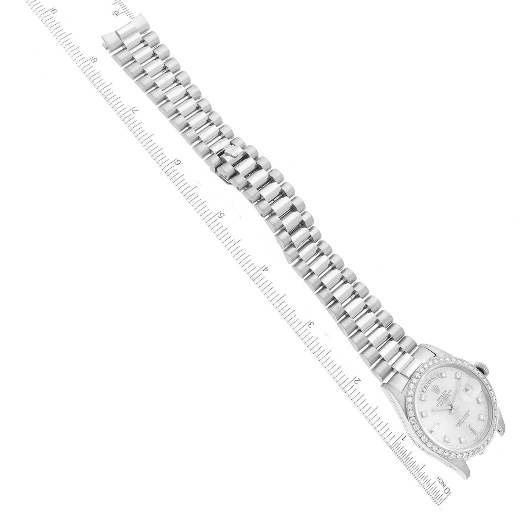 Rolex President Day-Date Platinum Diamond Mens Watch 18346 Box Service Papers