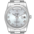 Rolex President Day-Date Platinum Glacier Blue Roman Mens Watch 118206