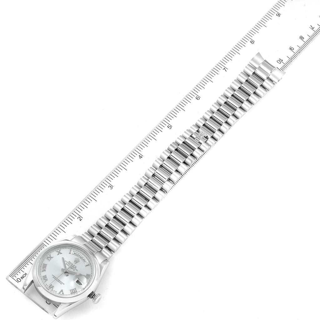 Rolex President Day-Date Platinum Glacier Blue Roman Mens Watch 118206