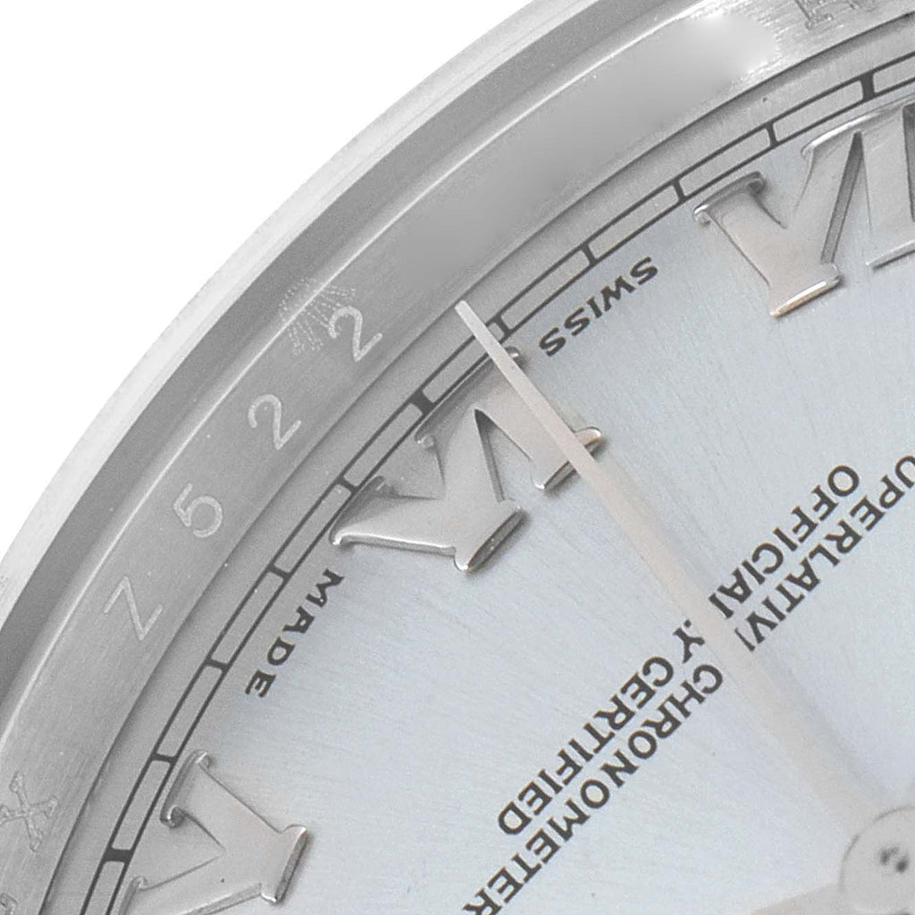 Rolex President Day-Date Platinum Glacier Blue Roman Mens Watch 118206