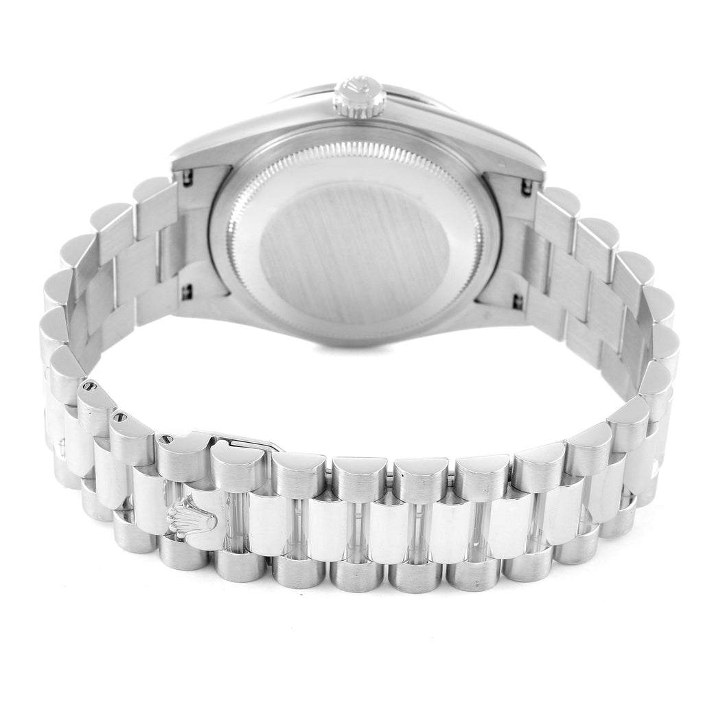Rolex President Day-Date Platinum Ice Blue Diamond Dial Bezel Mens Watch 118346