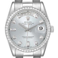 Rolex President Day-Date Platinum Ice Blue Diamond Dial Bezel Mens Watch 118346