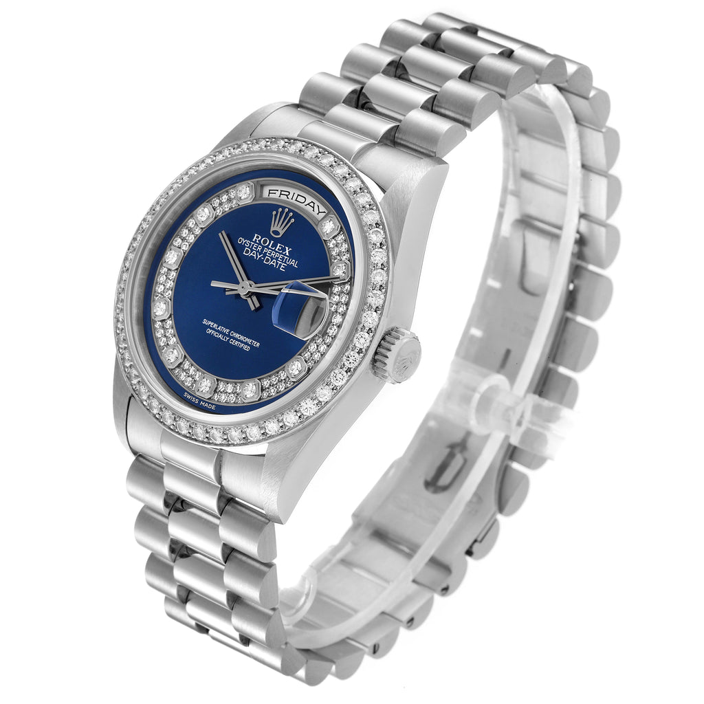 Rolex President Day-Date Platinum Myriad Diamond Dial Mens Watch 18346