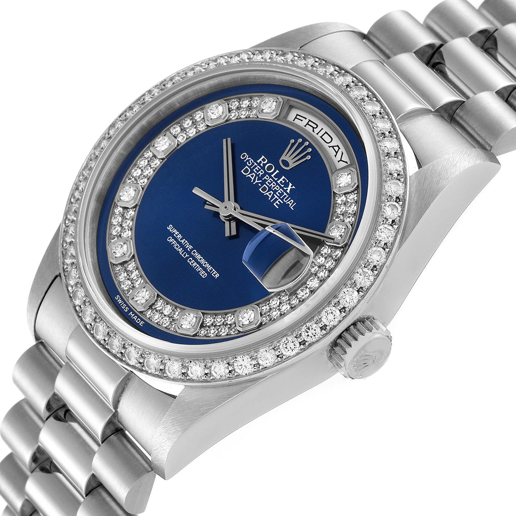 Rolex President Day-Date Platinum Myriad Diamond Dial Mens Watch 18346
