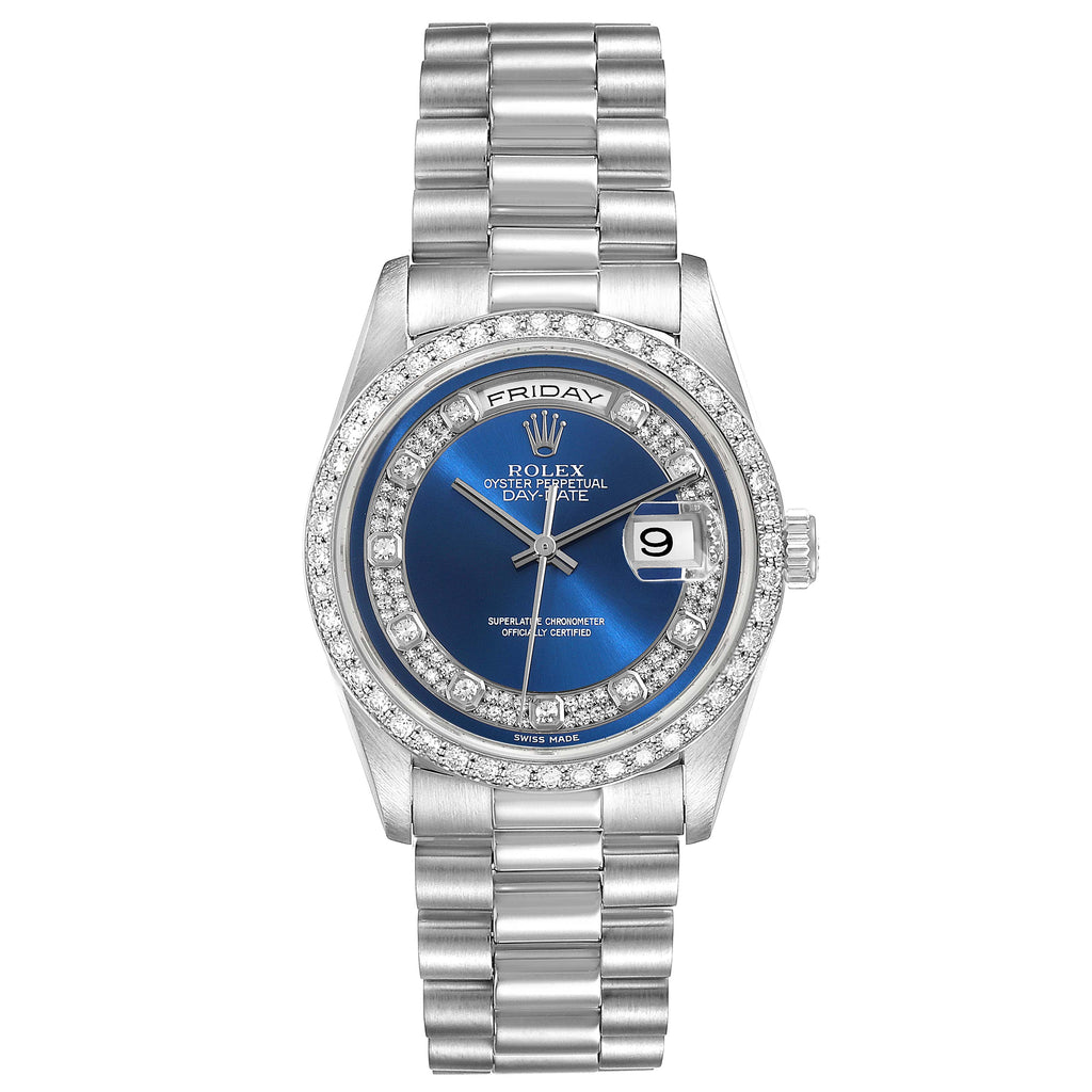 Rolex President Day-Date Platinum Myriad Diamond Dial Mens Watch 18346