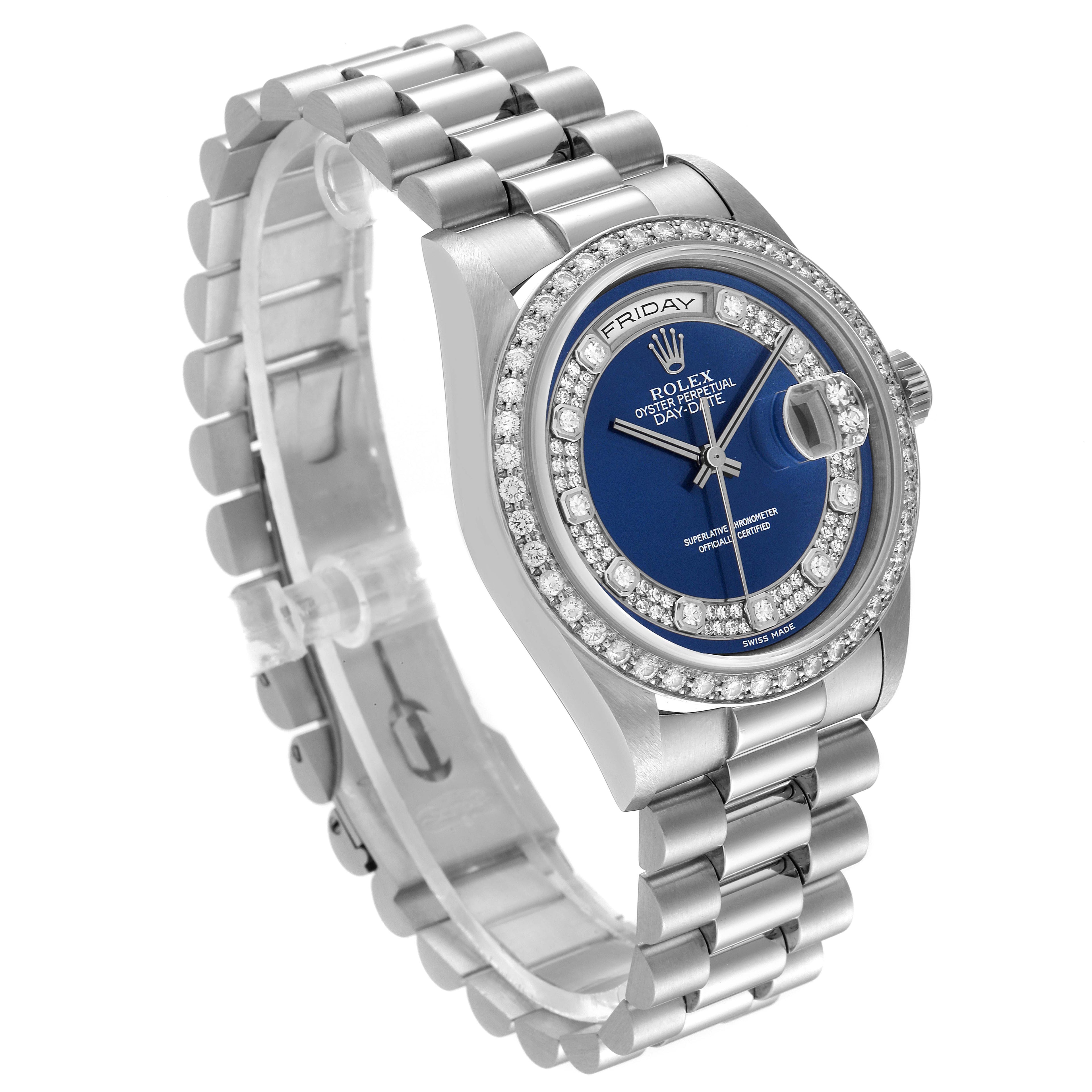 Rolex President Day-Date Platinum Myriad Diamond Dial Mens Watch 18346