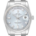 Rolex President Day-Date Platinum Silver Diamond Dial Mens Watch 118206