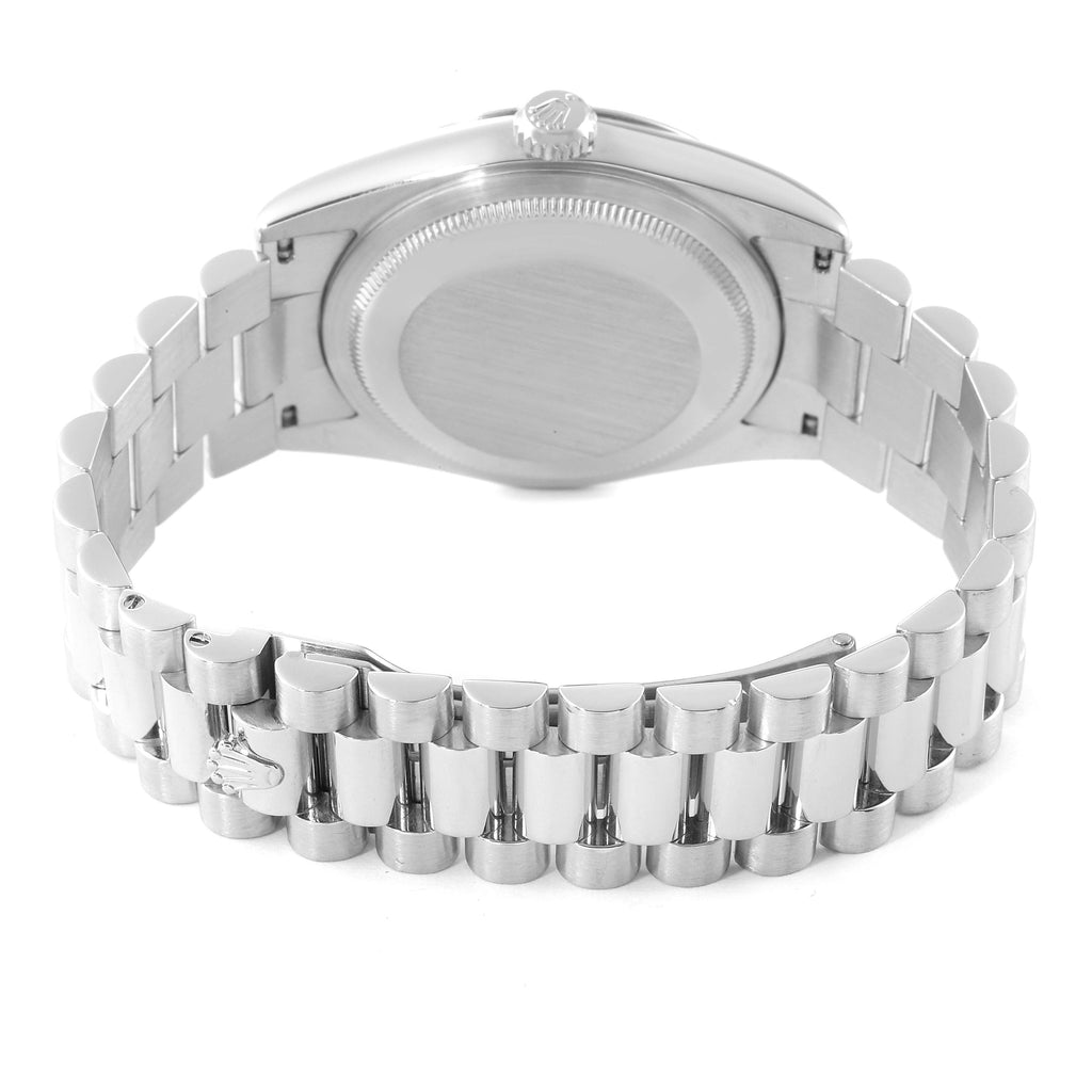 Rolex President Day-Date Platinum Silver Diamond Dial Mens Watch 118206