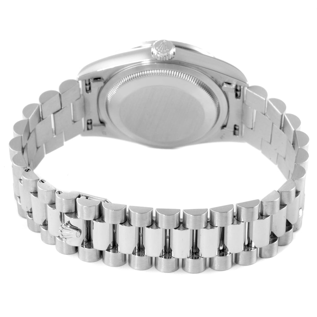 Rolex President Day-Date Silver Dial Platinum Diamond Mens Watch 18346