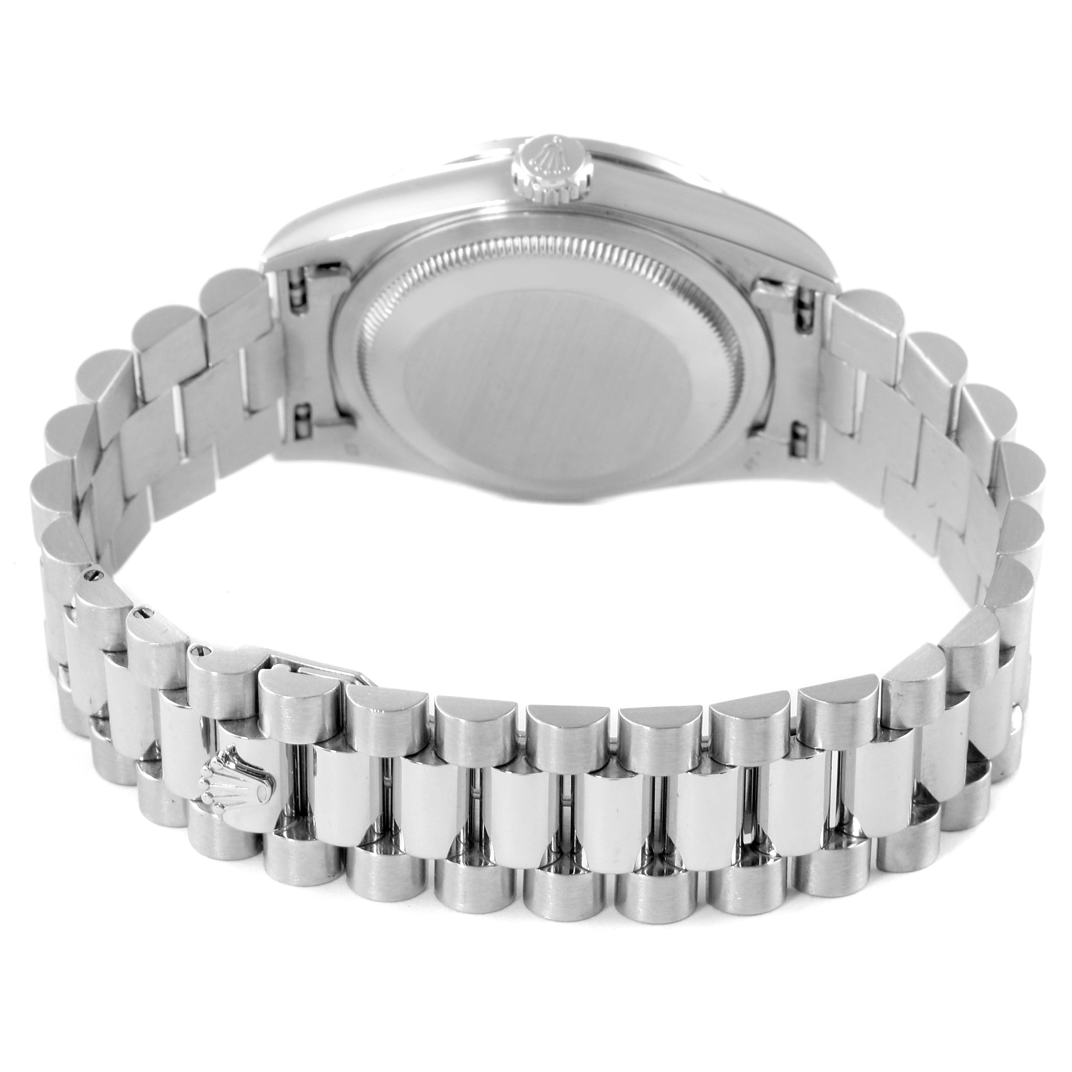 Rolex President Day-Date Silver Dial Platinum Diamond Mens Watch 18346