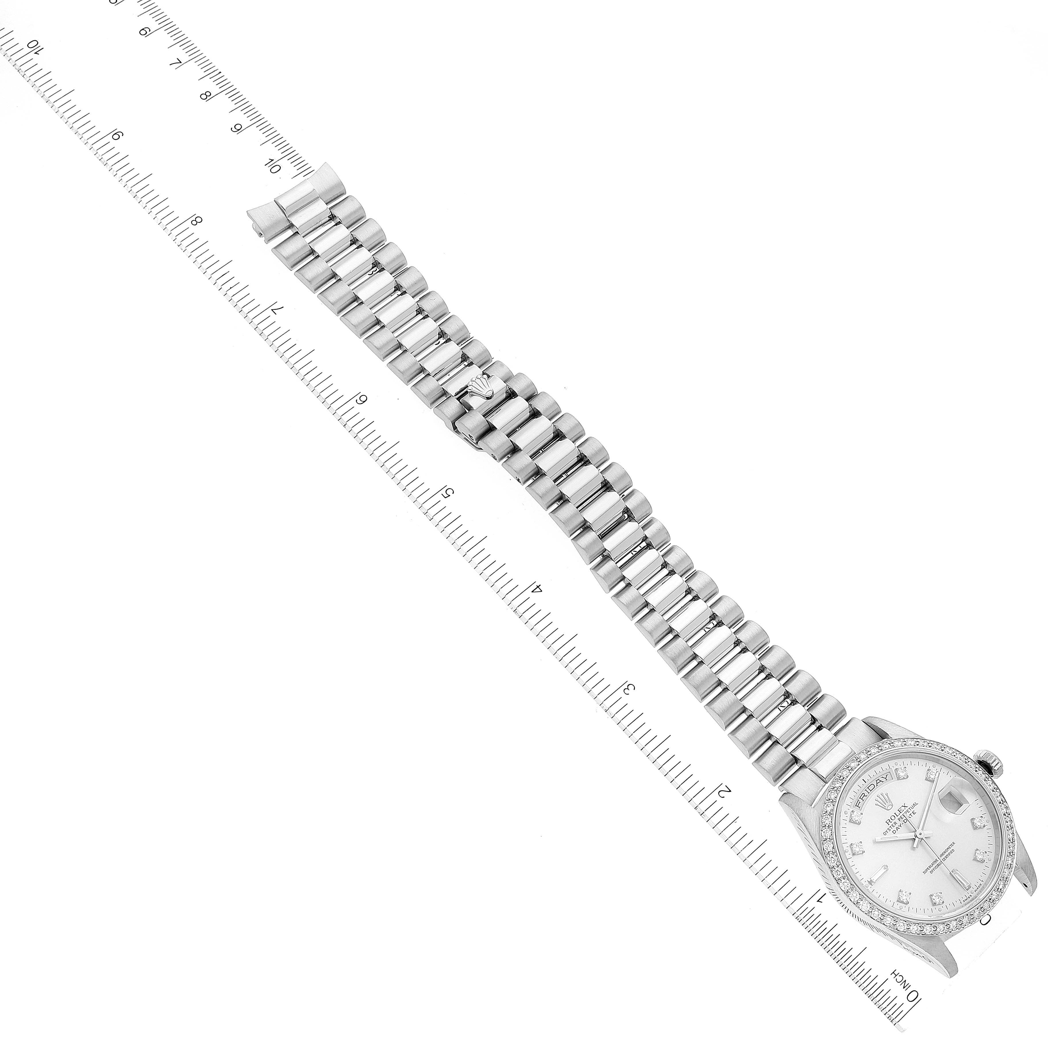 Rolex President Day-Date Platinum Diamond Dial Bezel Mens Watch 18346