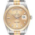 Rolex President Day-Date Tridor White Yellow Rose Gold Diamond Watch 18039