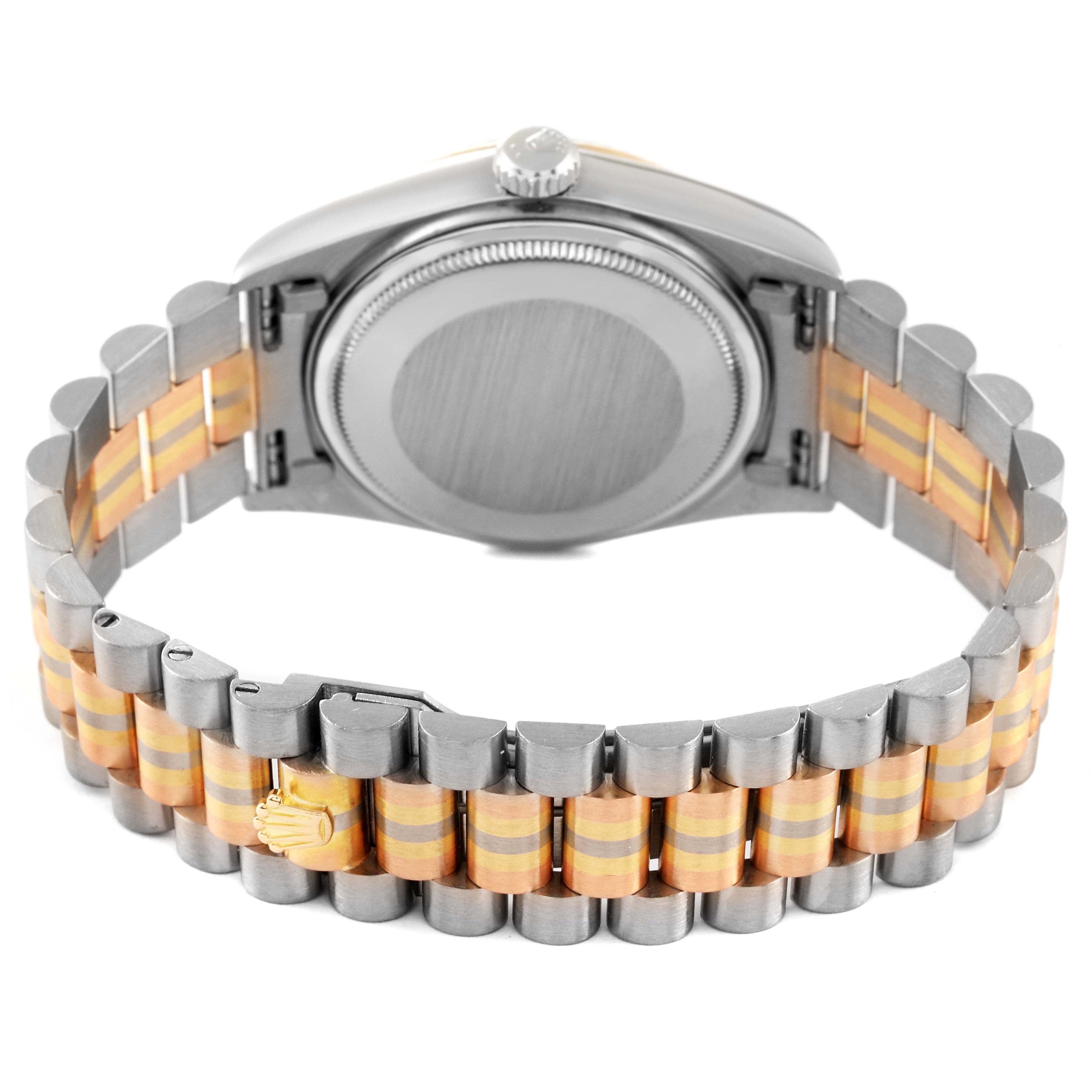 Rolex President Day-Date Tridor White Yellow Rose Gold Diamond Watch 18039