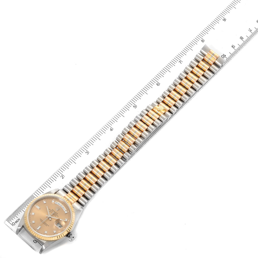 Rolex President Day-Date Tridor White Yellow Rose Gold Diamond Watch 18239 Papers