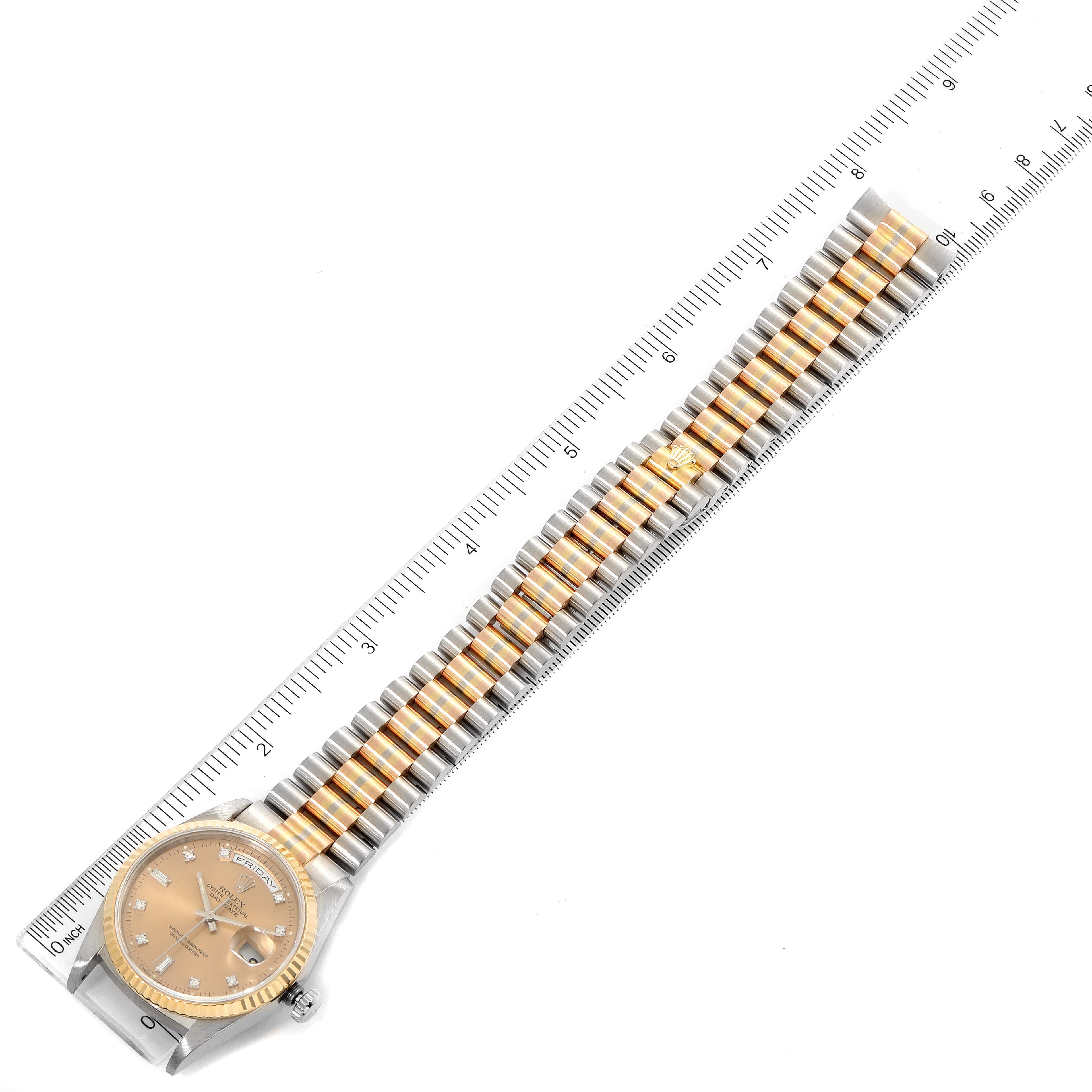 Rolex President Day-Date Tridor White Yellow Rose Gold Diamond Watch 18239 Papers