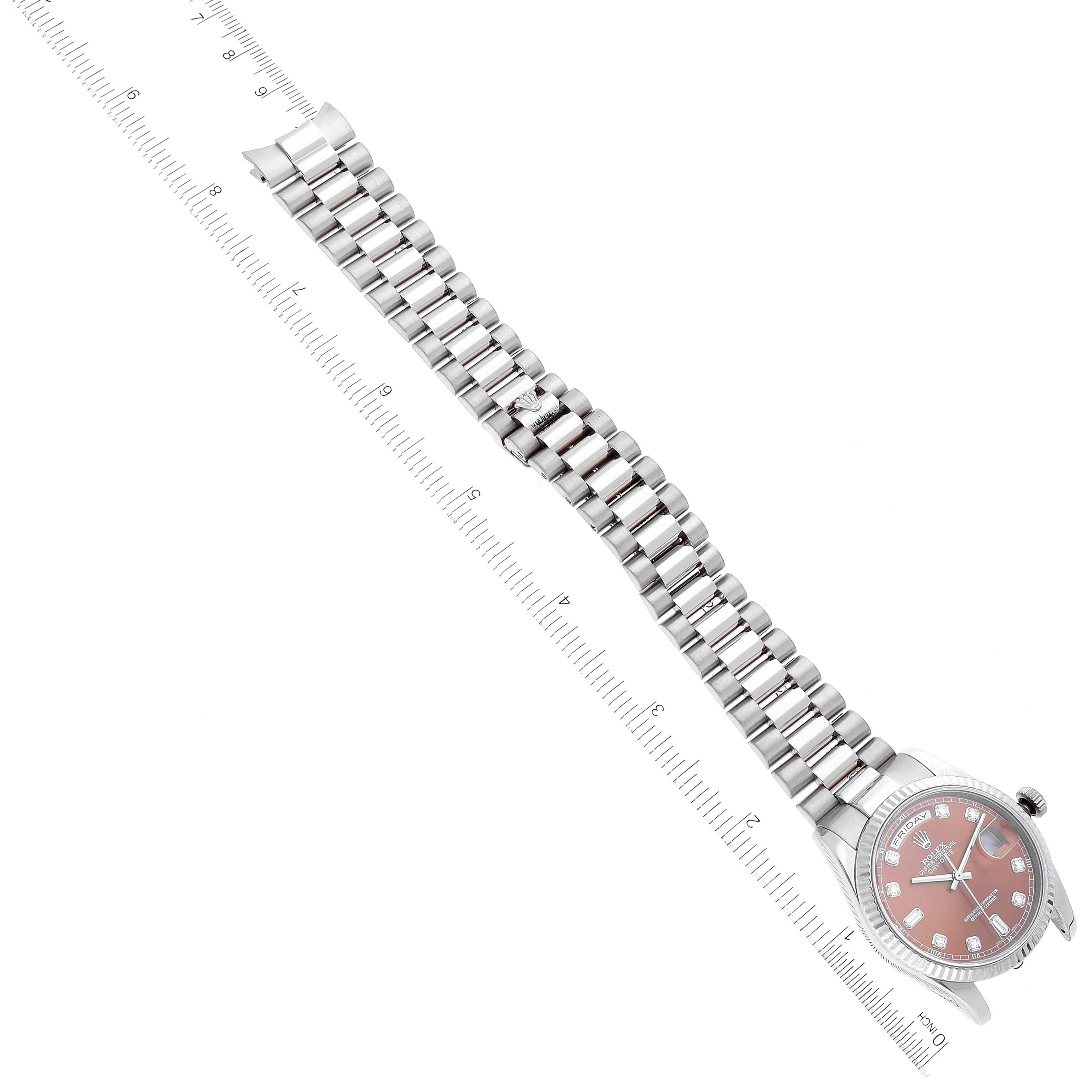Rolex President Day-Date White Gold Bronze Diamond Dial Mens Watch 118239