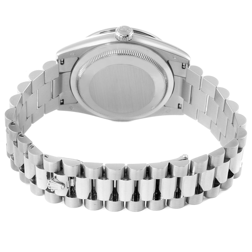 Rolex President Day-Date Blue Mother of Pearl White Gold Diamond Mens Watch 118399 Box Card