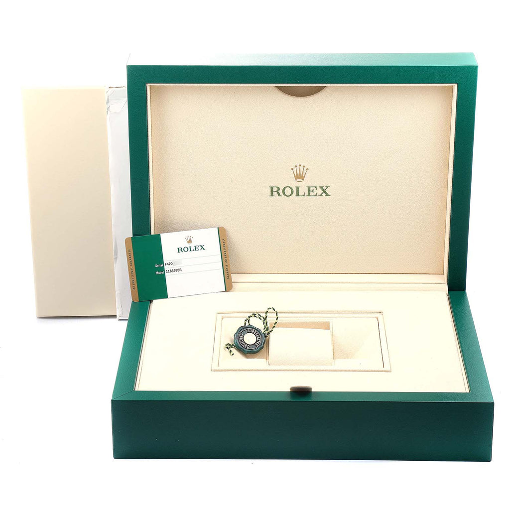 Rolex President Day-Date Blue Mother of Pearl White Gold Diamond Mens Watch 118399 Box Card