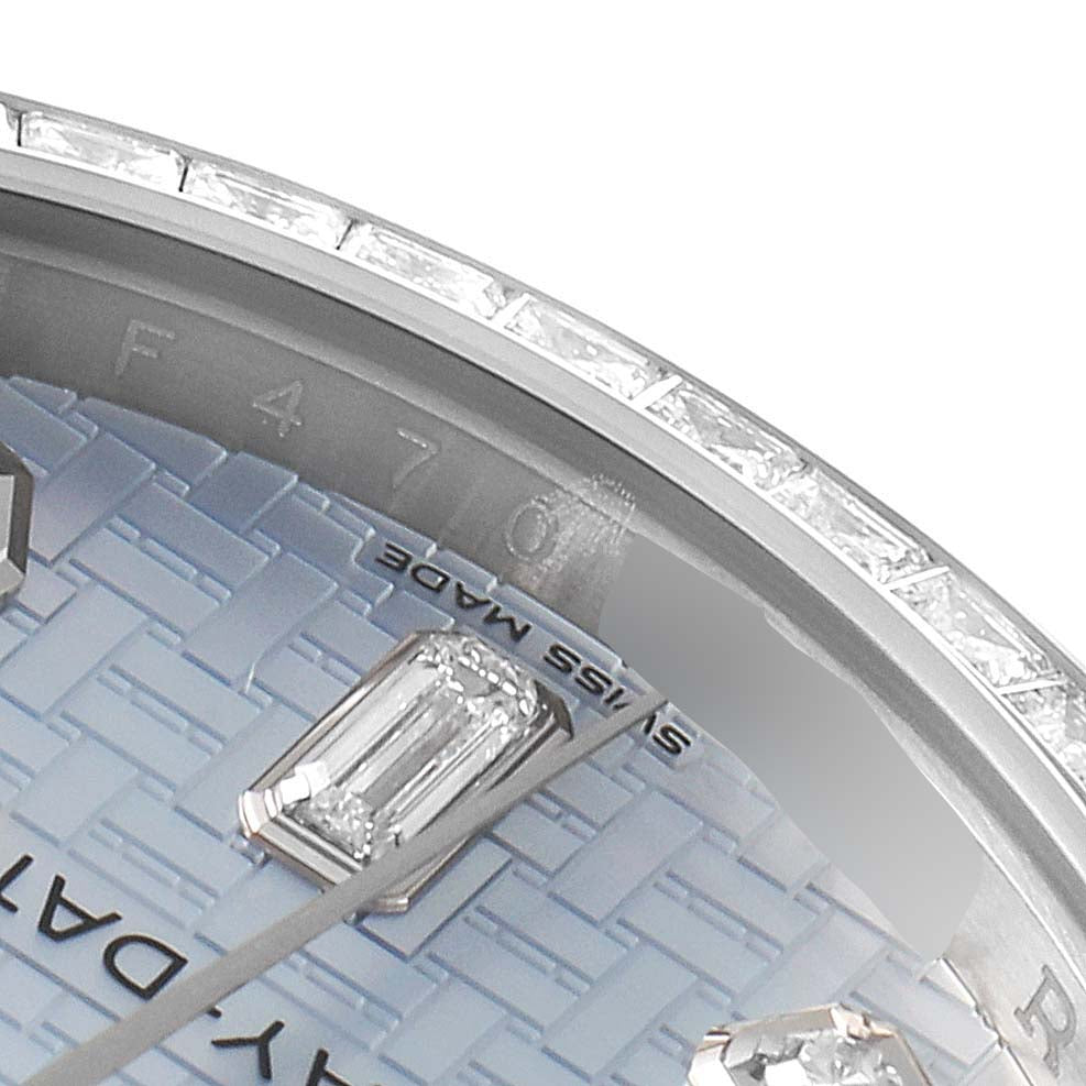 Rolex President Day-Date Blue Mother of Pearl White Gold Diamond Mens Watch 118399 Box Card