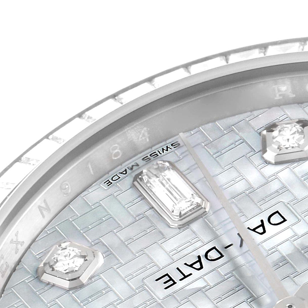 Rolex President Day-Date White Gold Diamond Dial Bezel Watch 118399 Box Card